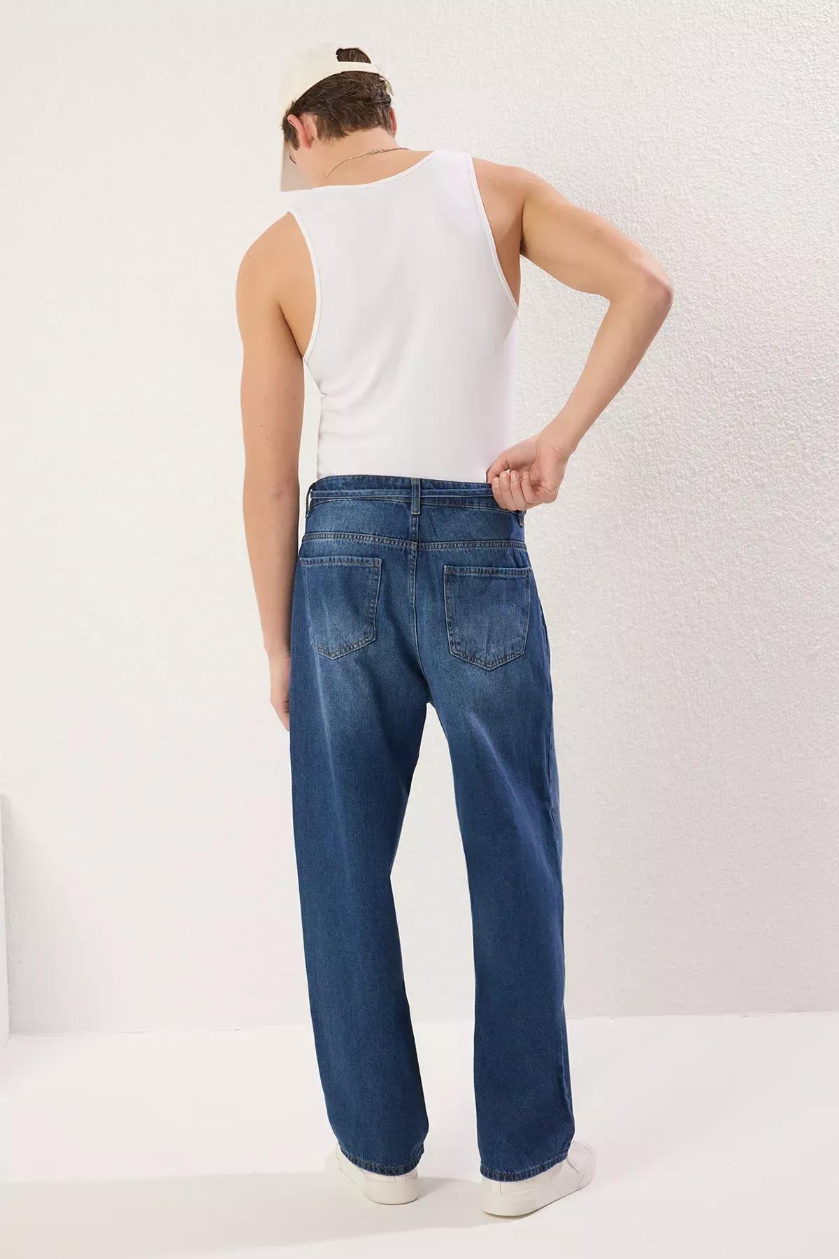 Blue Baggy Loose Denim Jeans, , large image number 4