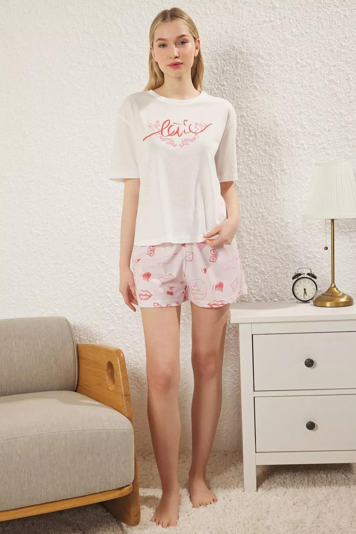 White-Multicolor Fun Pajama Set, , large image number 0