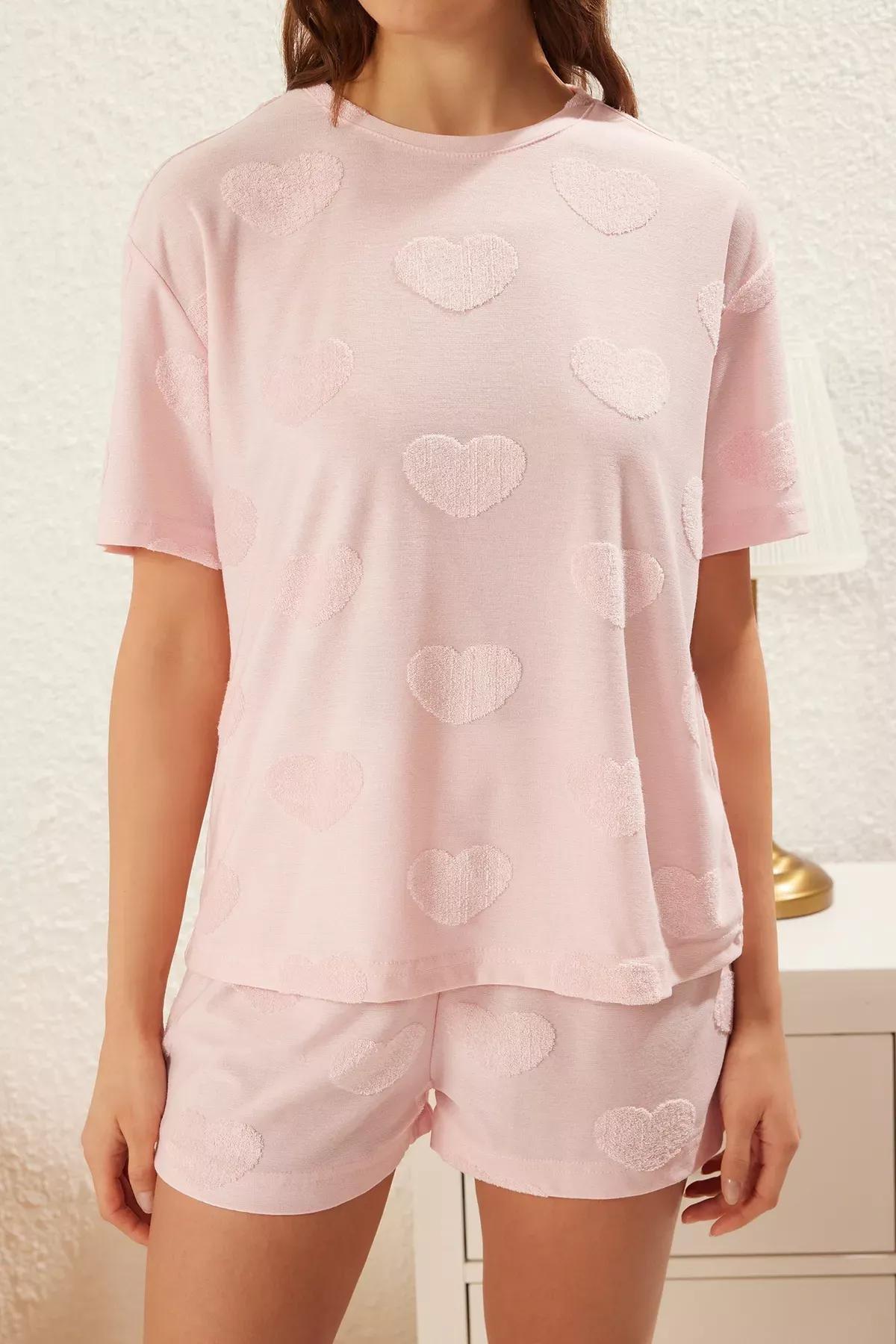 Pink Heart Shorts Pajama Set, , large image number 2