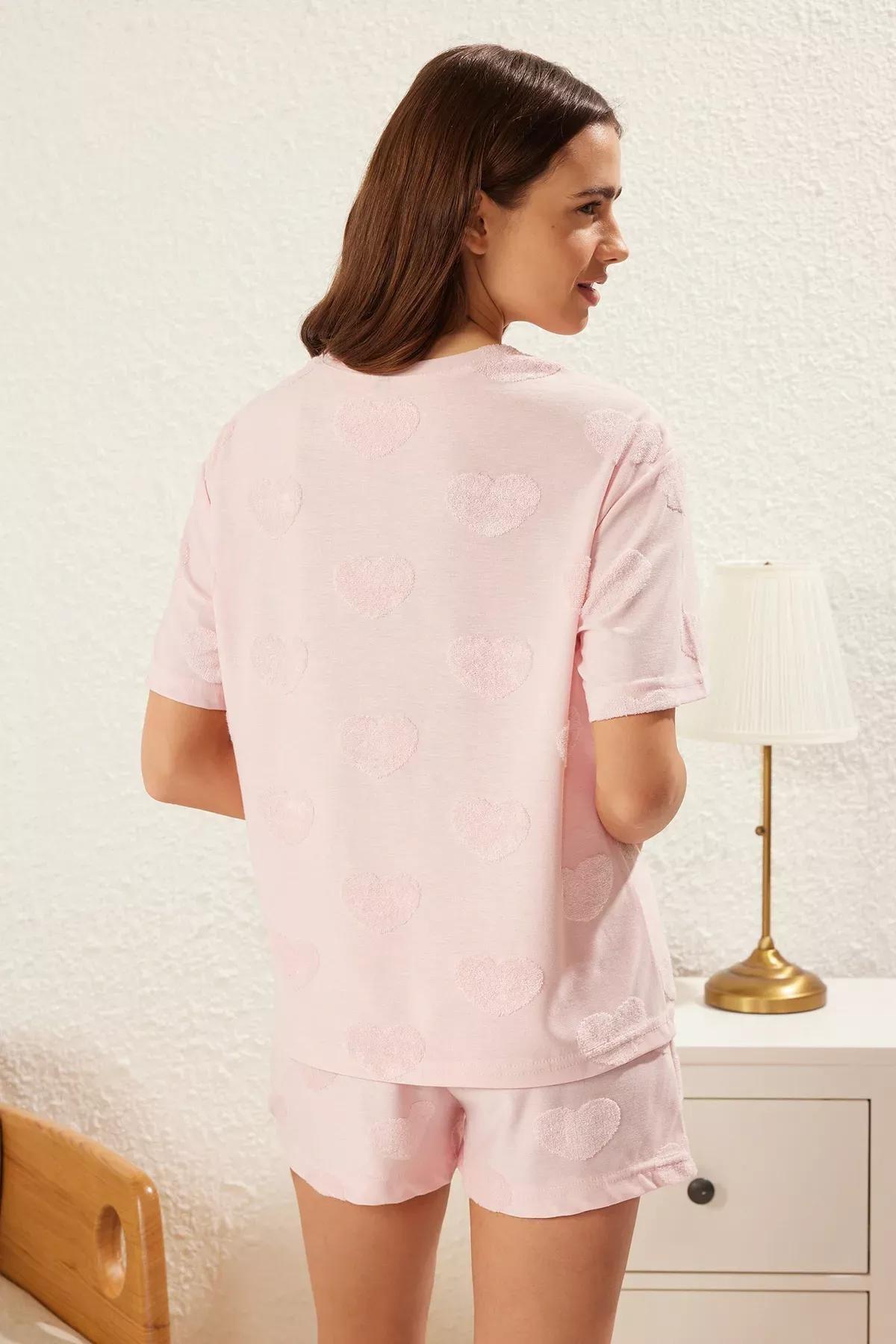 Pink Heart Shorts Pajama Set, , large image number 4
