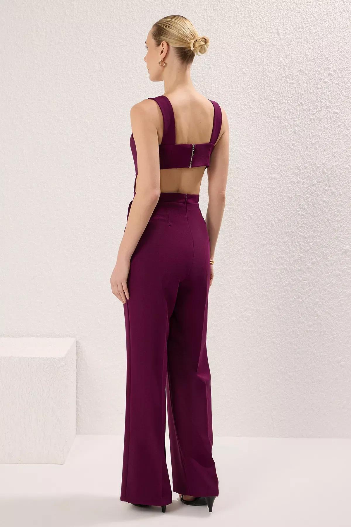 Purple Wide Leg Woven Jumpsuit, , large image number 3