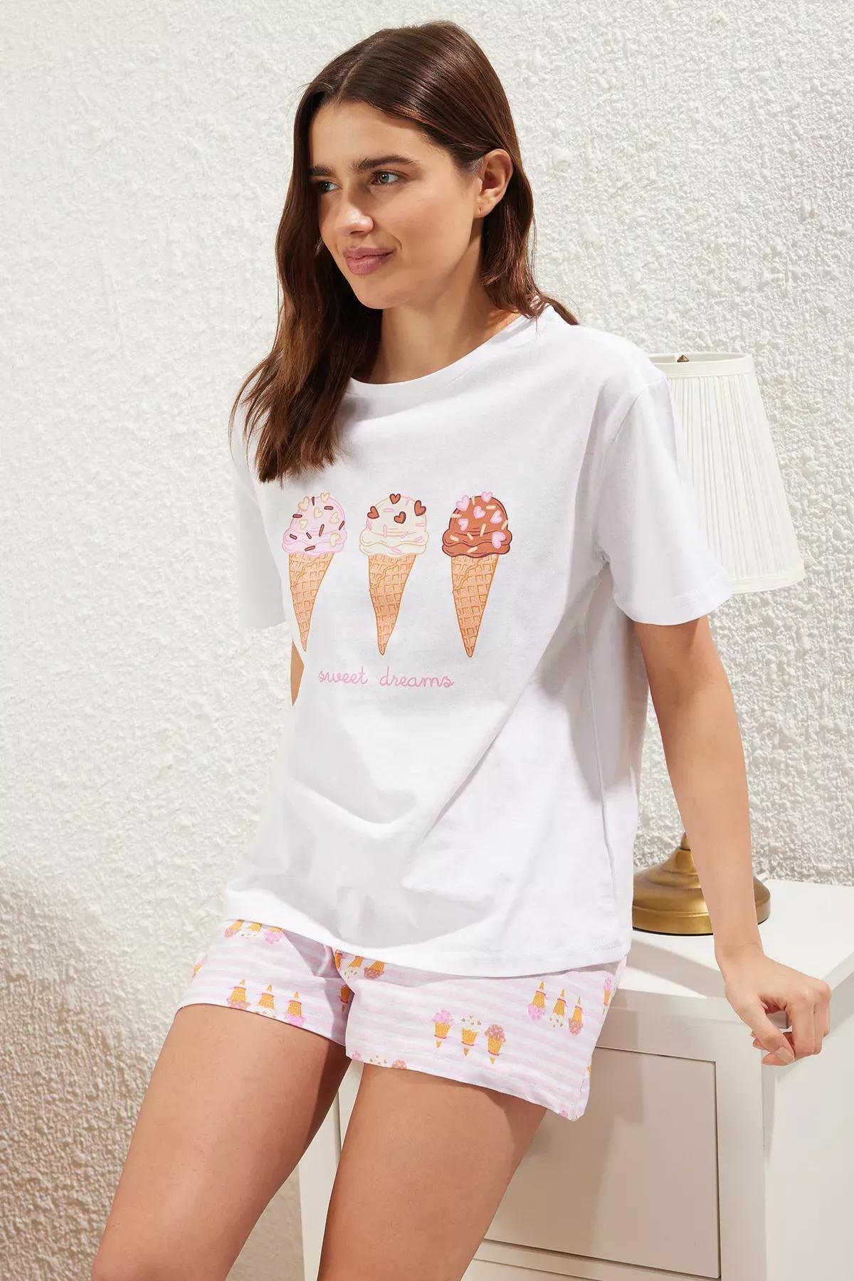 White Ice Cream Pajama Set, , large image number 0