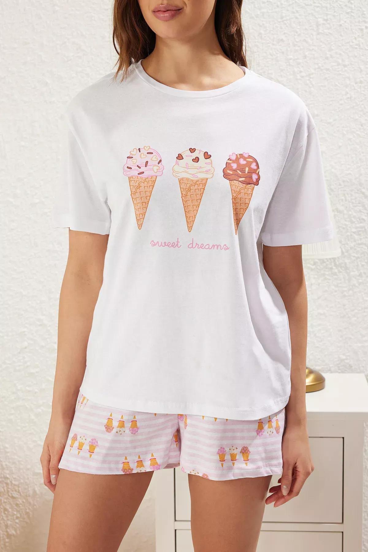 White Ice Cream Pajama Set, , large image number 2