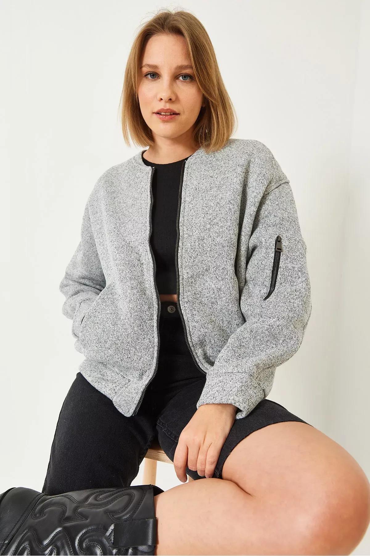 Grey Bomber Jacket, Grey, large image number 2