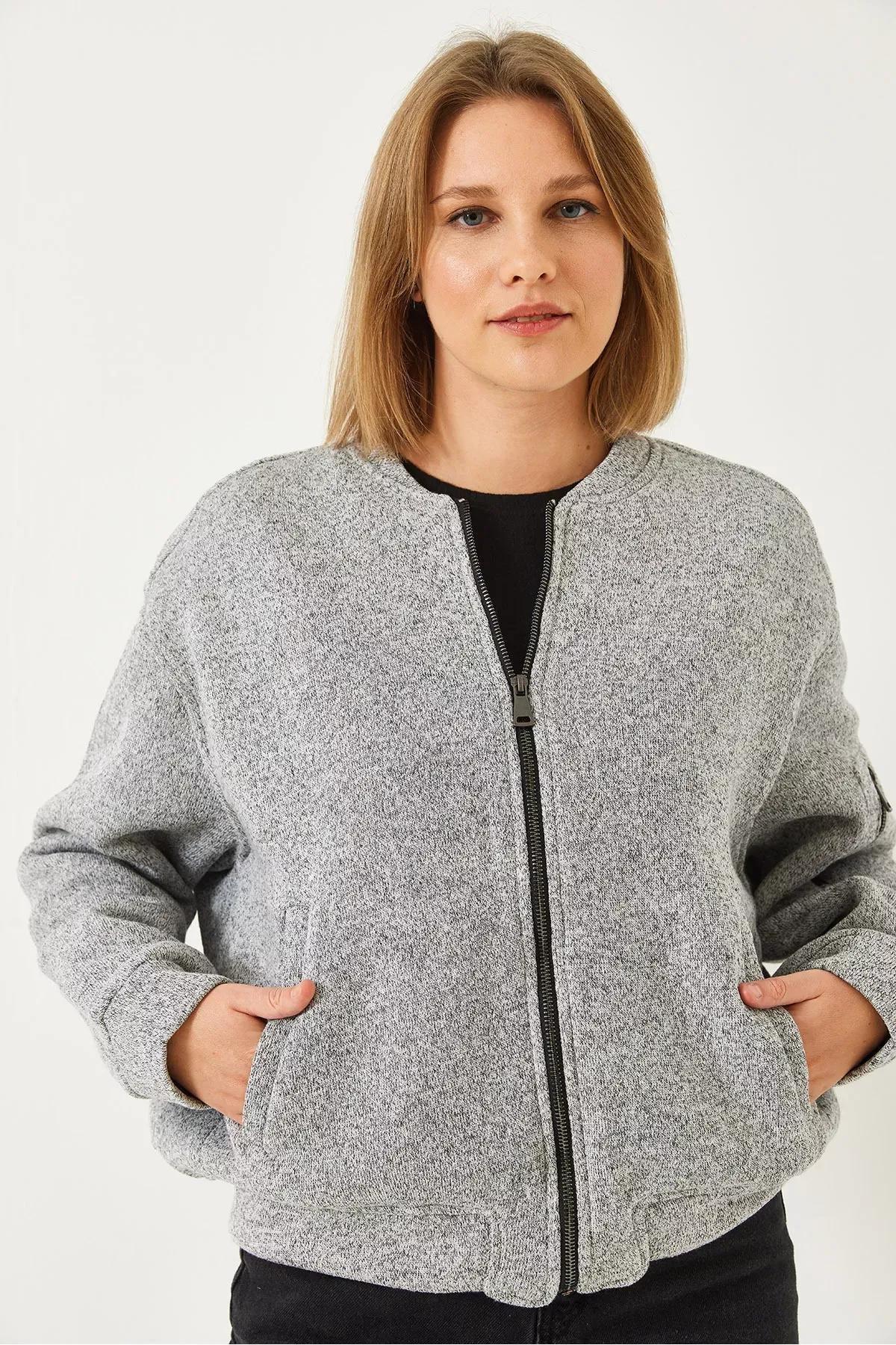 Grey Bomber Jacket, Grey, large image number 3
