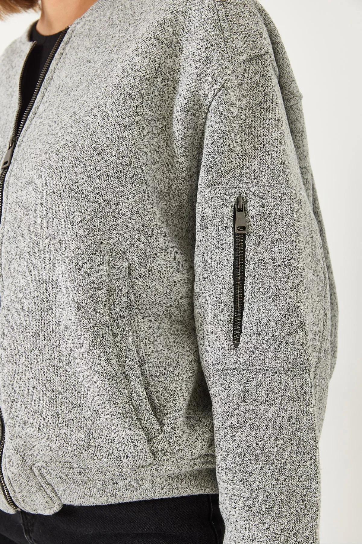 Grey Bomber Jacket, Grey, large image number 4