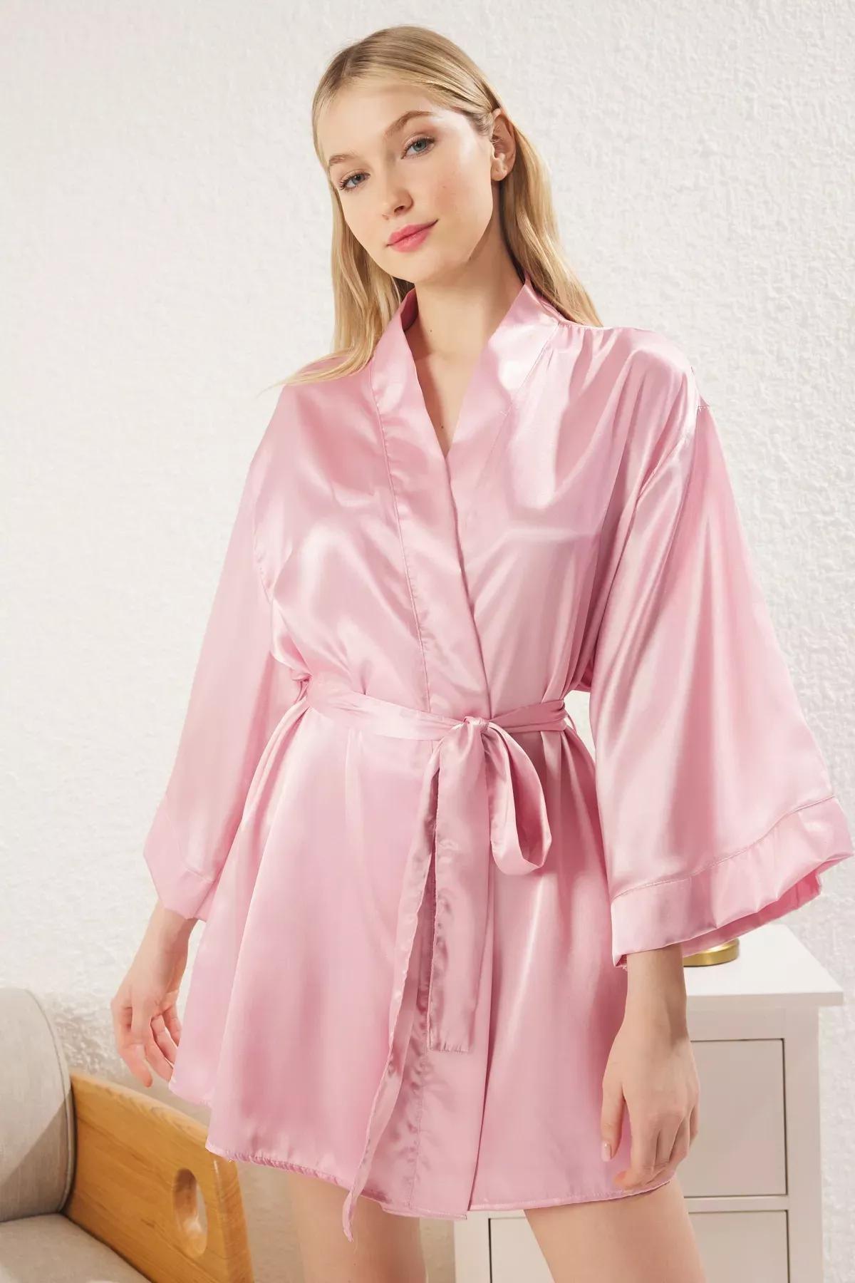 Pink Team Bride Satin Gown, Pink, large image number 1