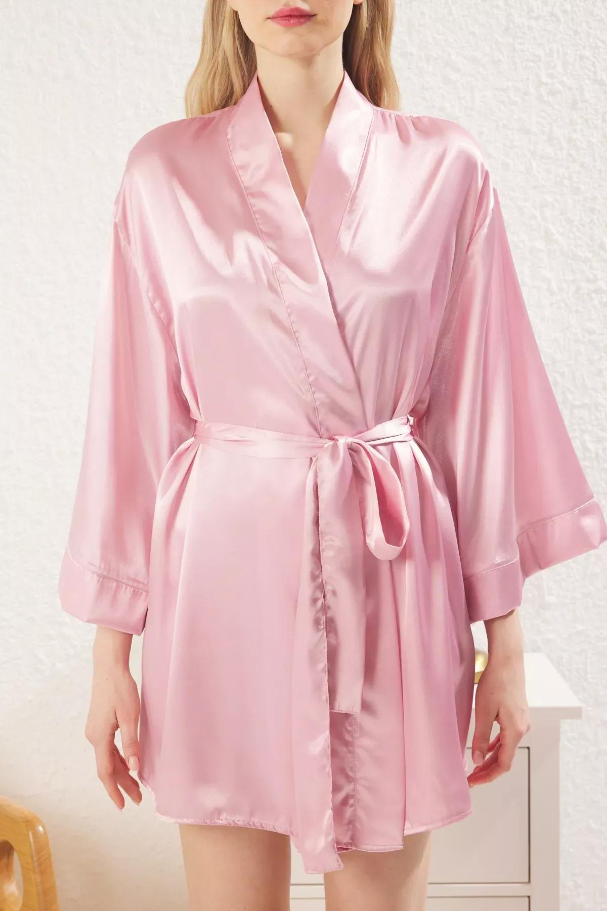 Pink Team Bride Satin Gown, Pink, large image number 3