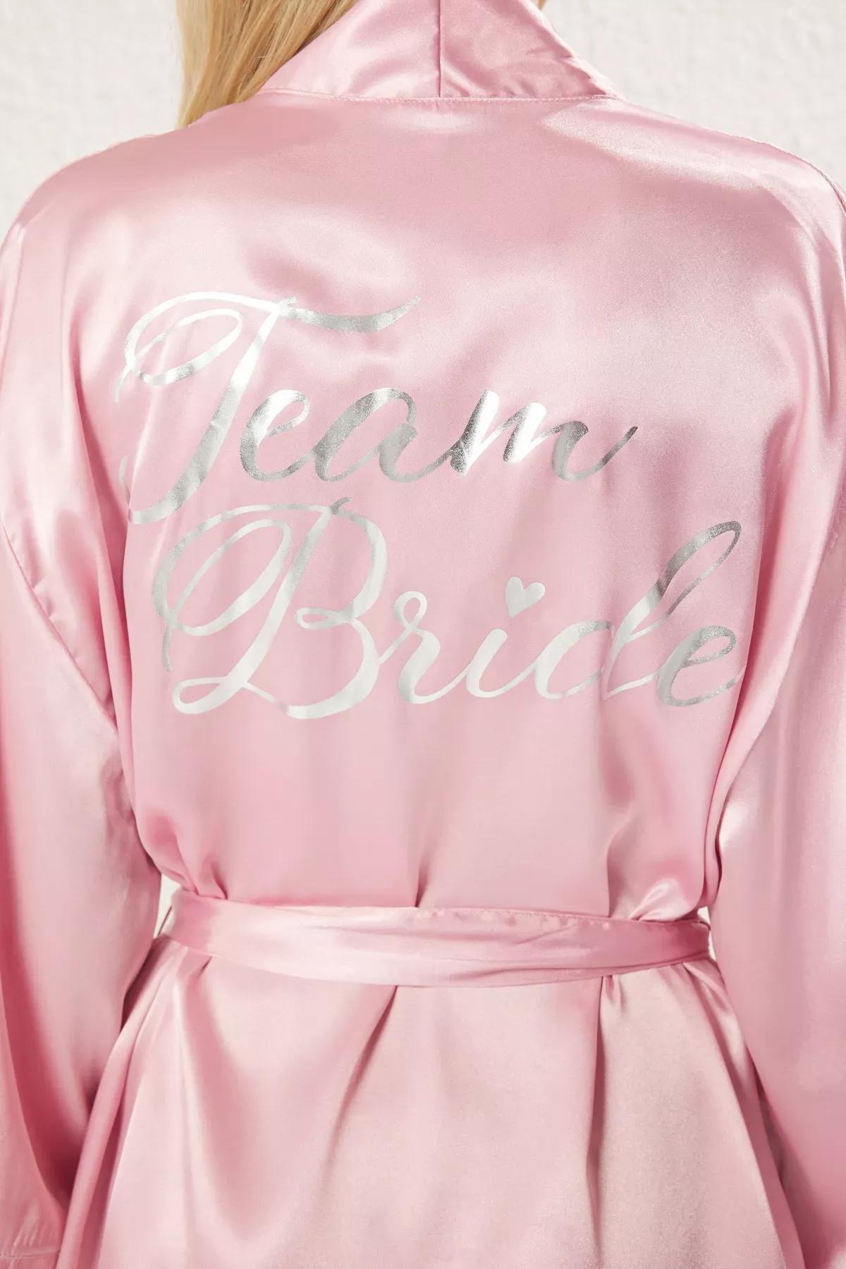 Pink Team Bride Satin Gown, Pink, large image number 4