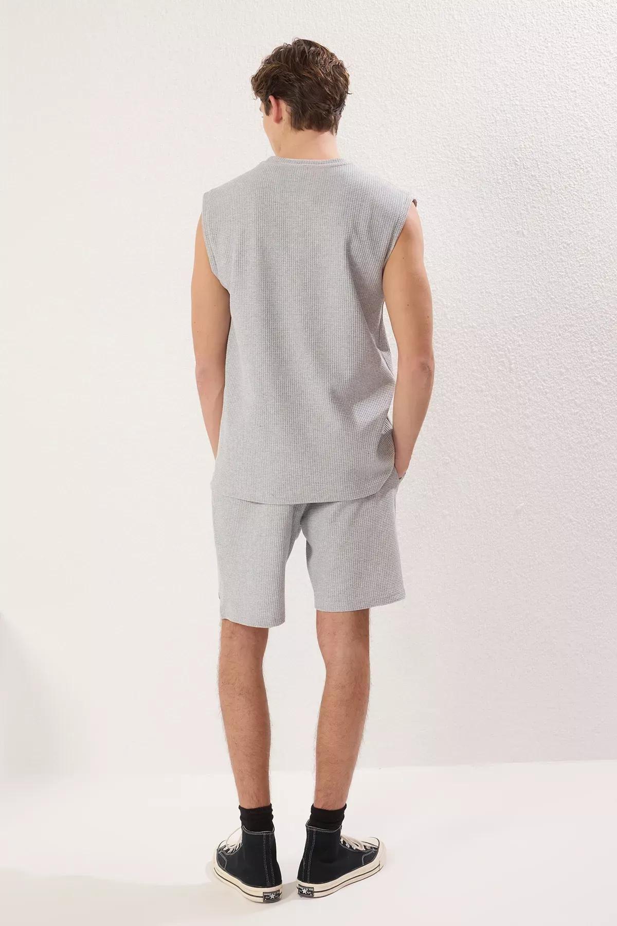 Grey Regular Fit Label Detail Pajama Set, Grey, large image number 3