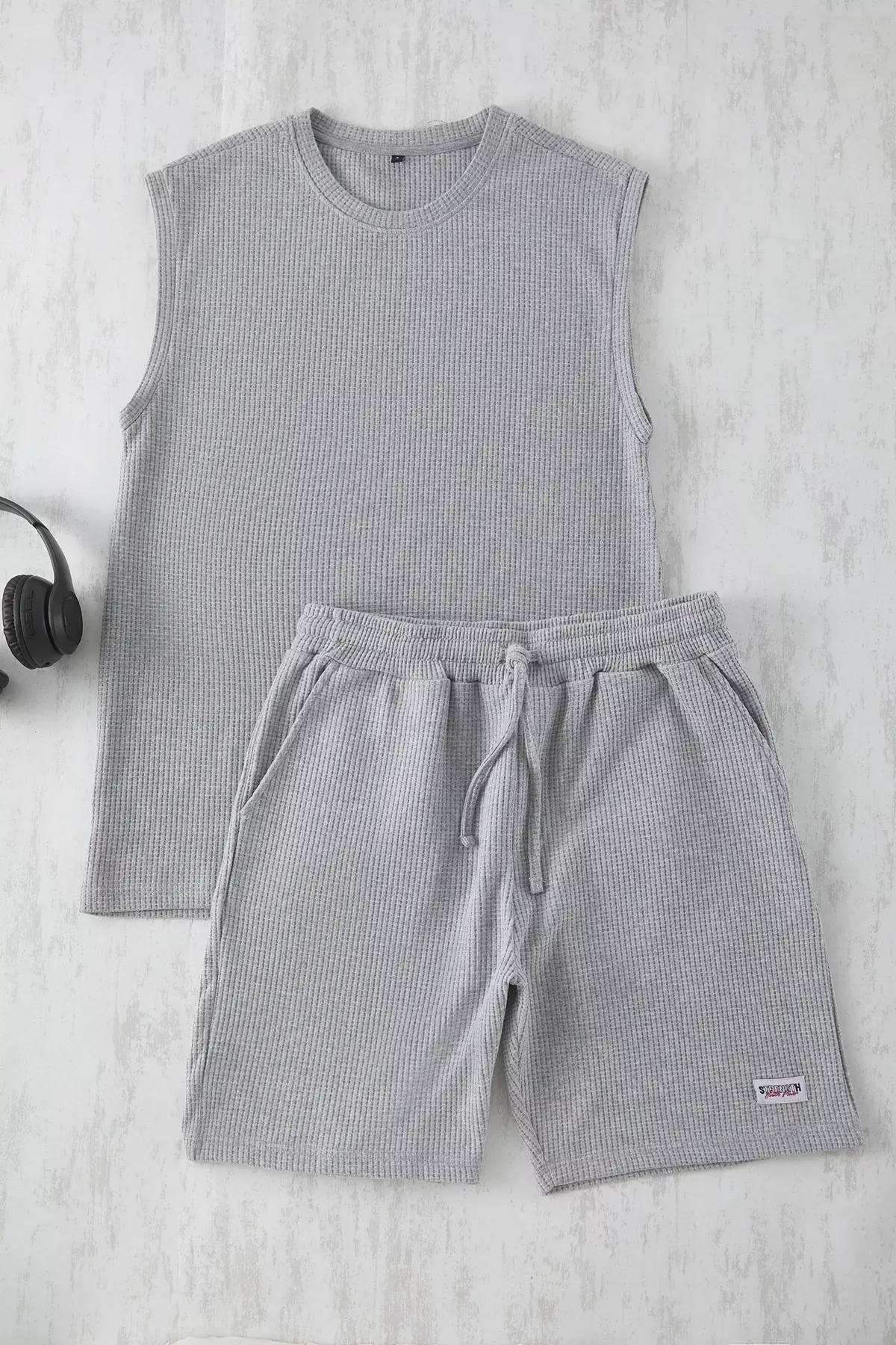 Grey Regular Fit Label Detail Pajama Set, Grey, large image number 4