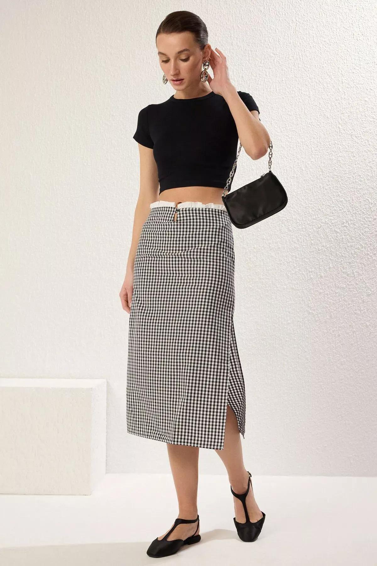 Multicolor Waist Buttoned Ruffled Midi Skirt, C101_7382, large image number 0