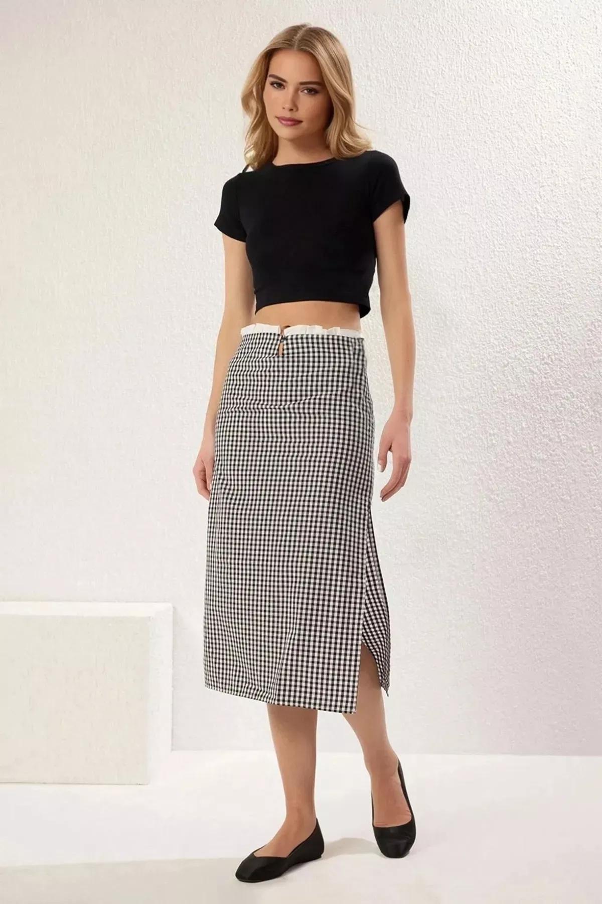 Multicolor Waist Buttoned Ruffled Midi Skirt, C101_7382, large image number 1