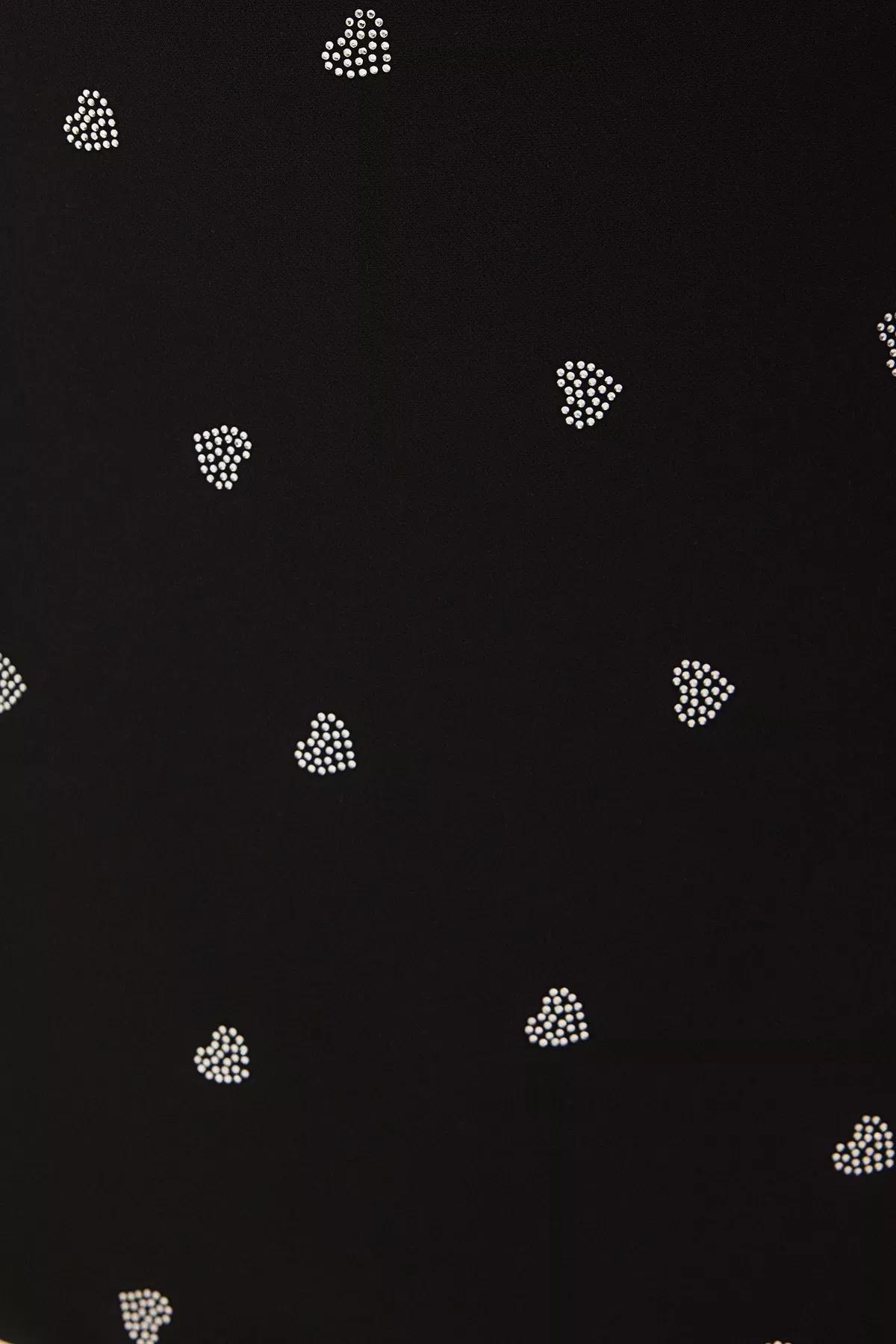 Black Heart Patterned Plus-Size Skirt, , large image number 3