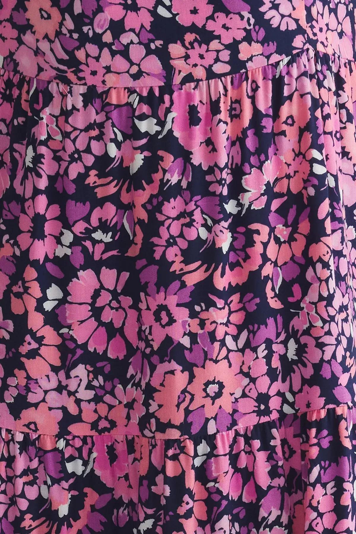 Pink Floral A-Line Midi Dress, C101_7329, large image number 3