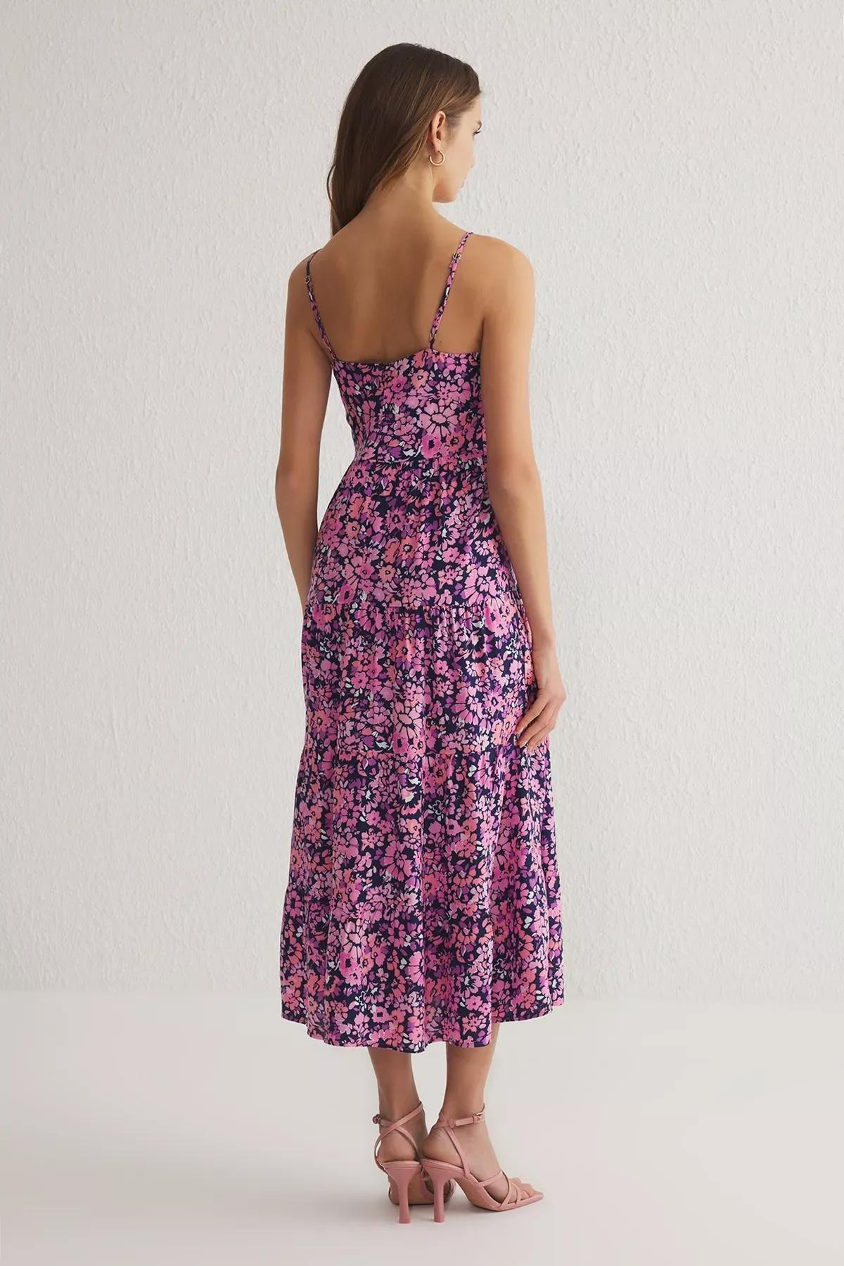 Pink Floral A-Line Midi Dress, C101_7329, large image number 4
