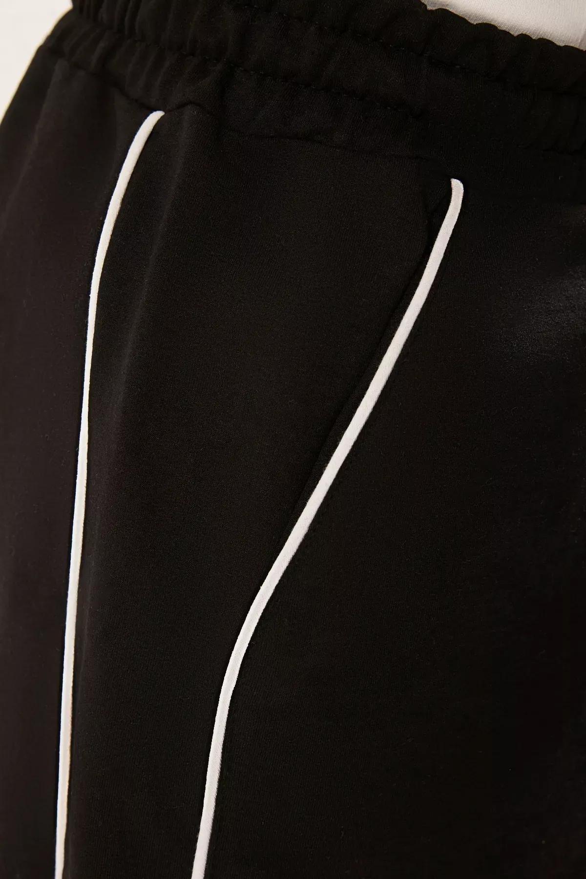 Black Regular Cut Piping Shorts, BLACK, large image number 3