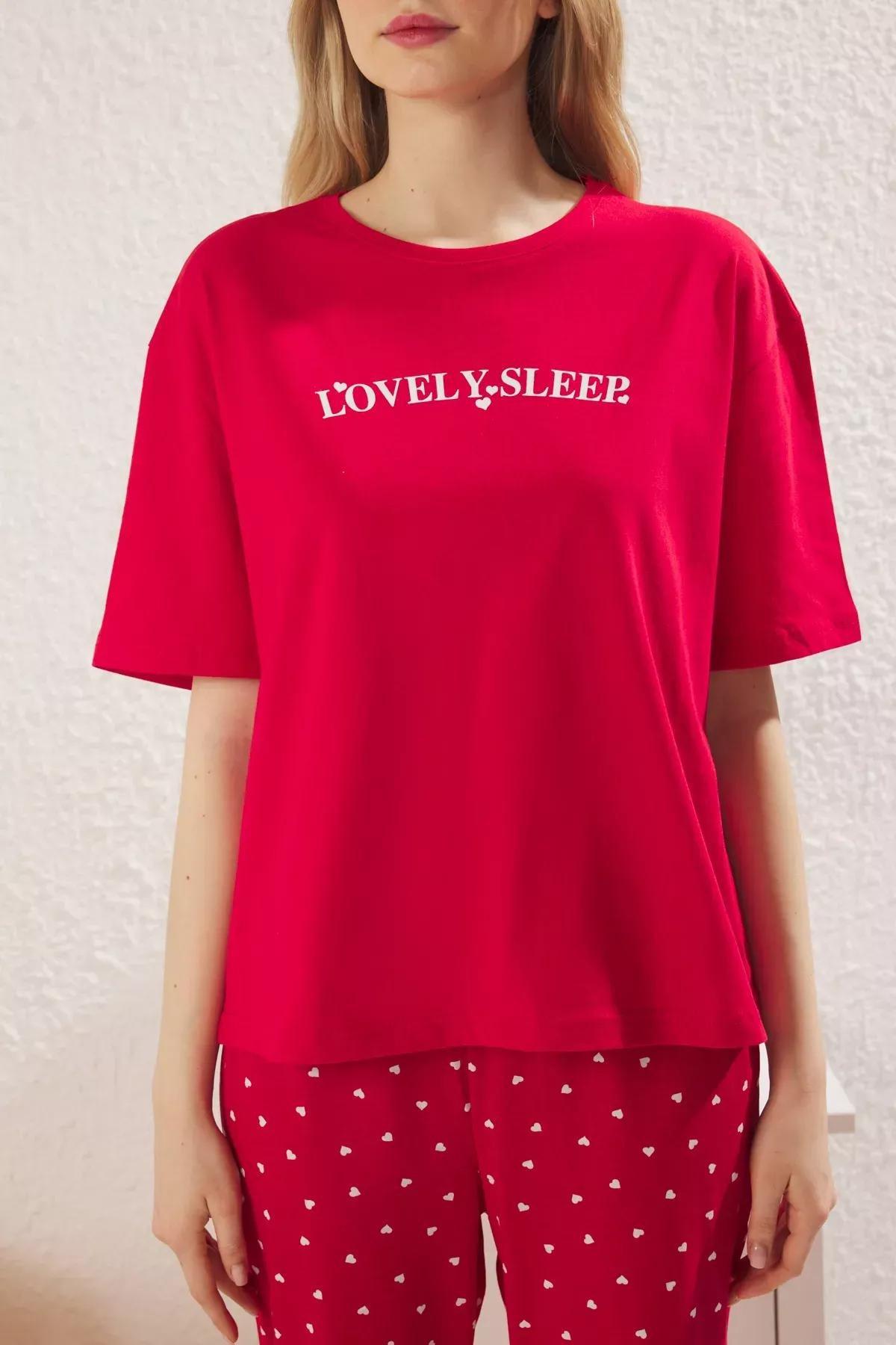 Red Couple Heart Pajama Set, Red, large image number 3