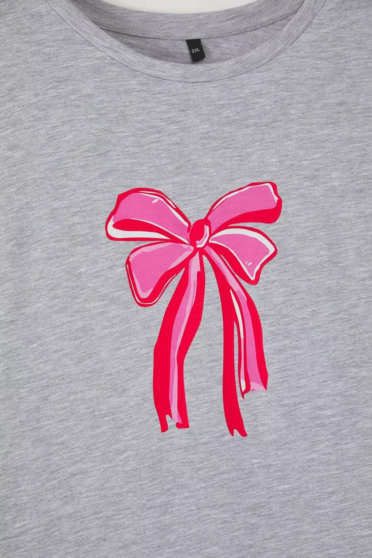 Grey-Pink Ribbon Nightgown Set, , large image number 1
