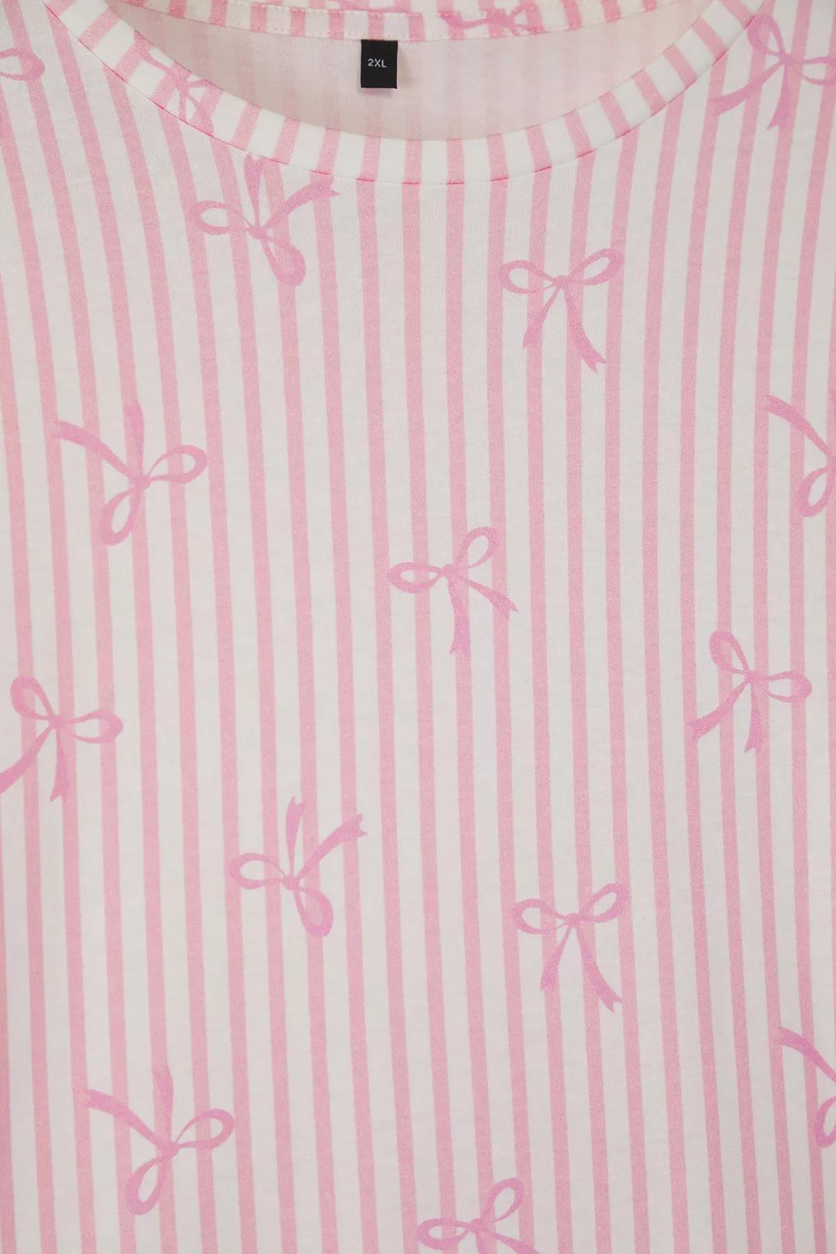 Grey-Pink Ribbon Nightgown Set, , large image number 2