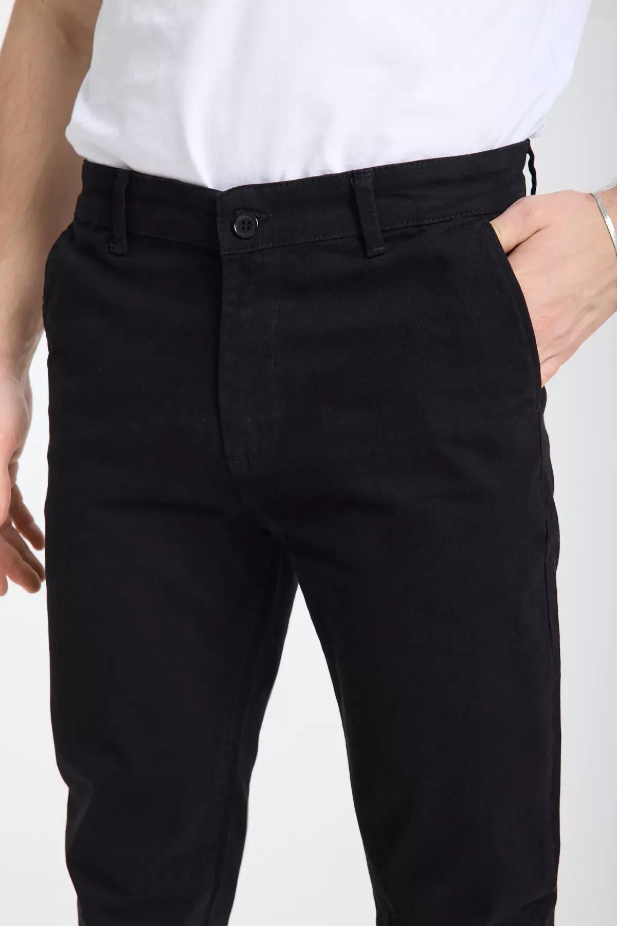Black Slim Fit Chino Gabardine Trousers, BLACK, large image number 3