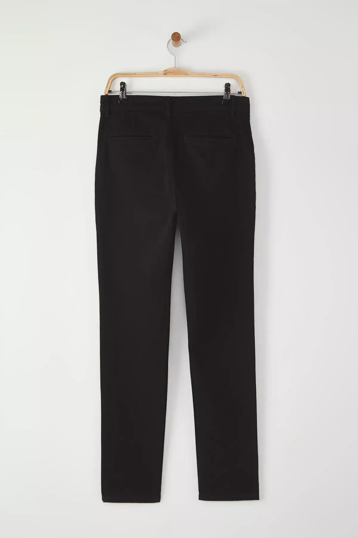 Black Slim Fit Chino Gabardine Trousers, BLACK, large image number 7