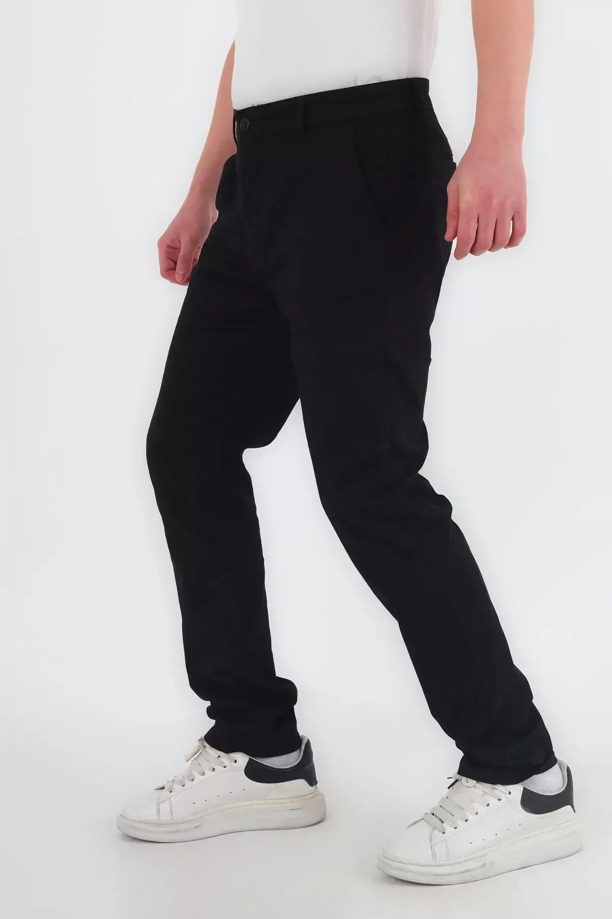 Black Slim Fit Chino Gabardine Trousers, BLACK, large image number 8