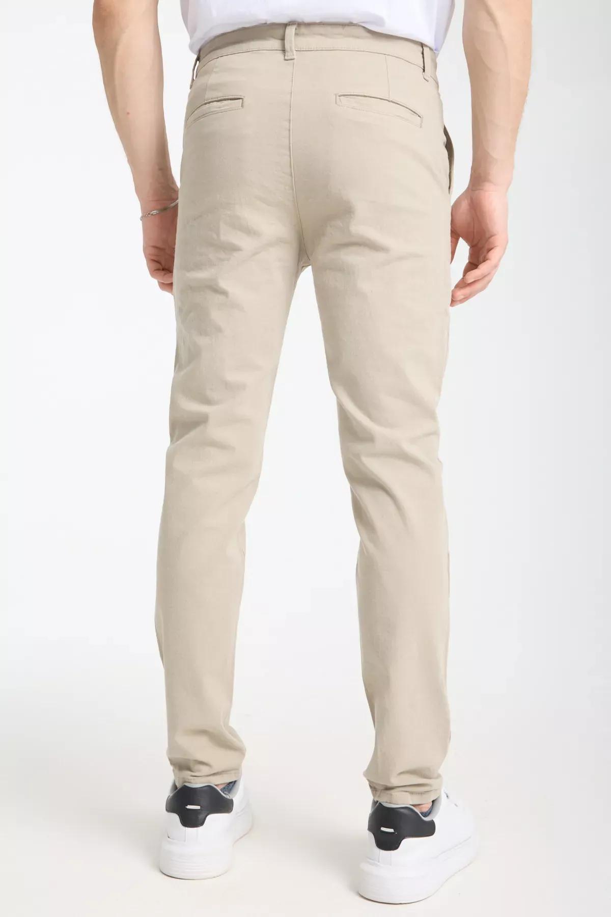 Beige Slim Fit Chino Trousers, , large image number 4