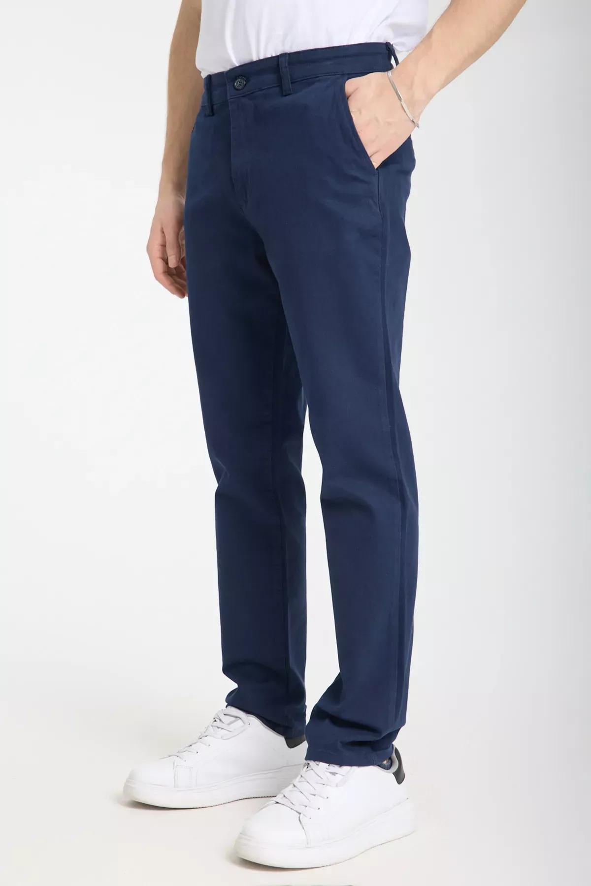 Navy Regular Fit Chino Gabardine Trousers, Navy blue, medium