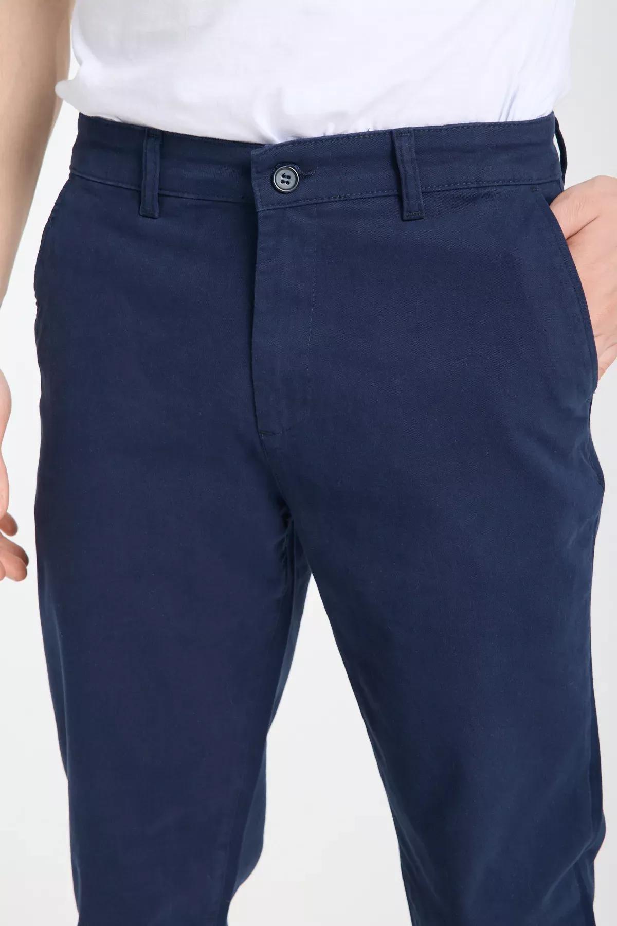 Navy Regular Fit Chino Gabardine Trousers, Navy blue, large image number 2