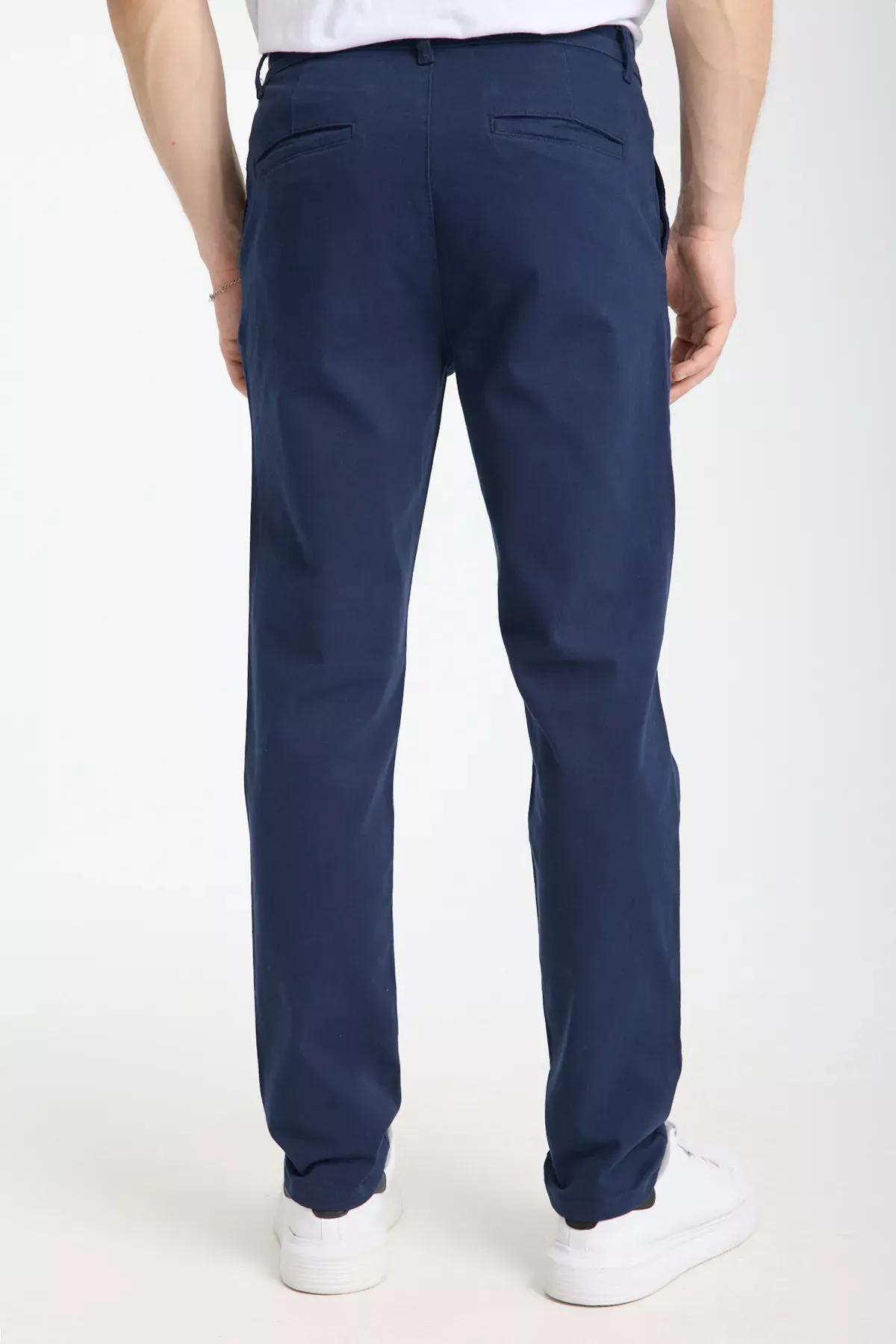 Navy Regular Fit Chino Gabardine Trousers, Navy blue, large image number 4