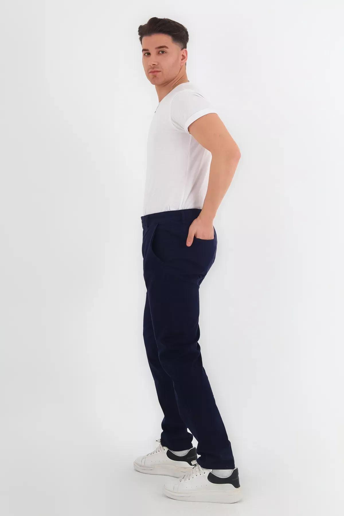 Navy Regular Fit Chino Gabardine Trousers, Navy blue, large image number 6
