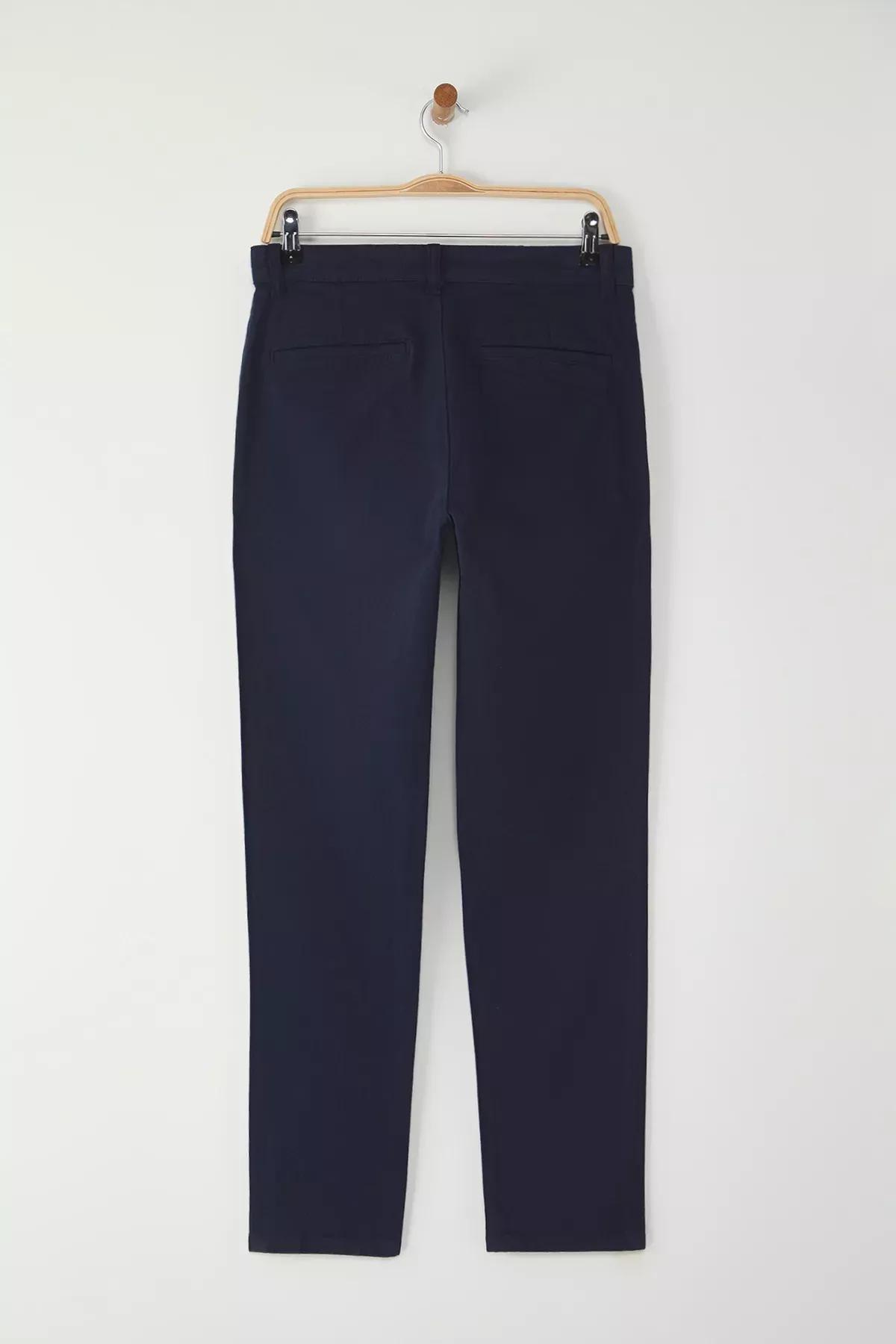 Navy Regular Fit Chino Gabardine Trousers, Navy blue, large image number 7