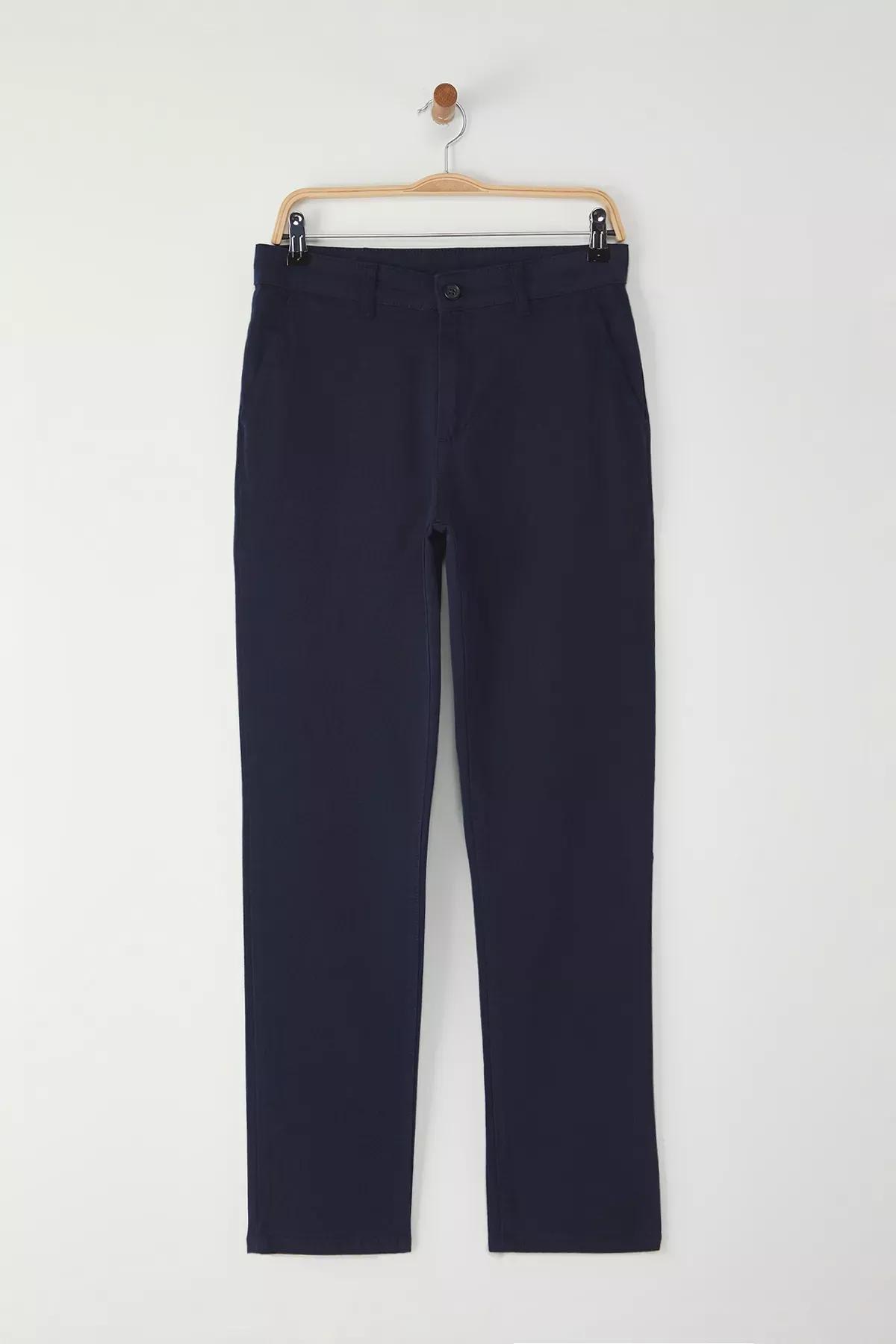 Navy Regular Fit Chino Gabardine Trousers, Navy blue, large image number 8
