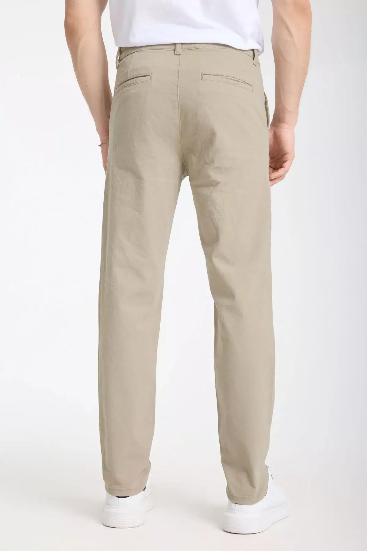 Brown Basic Chino Gabardine Trousers, STONE, large image number 1