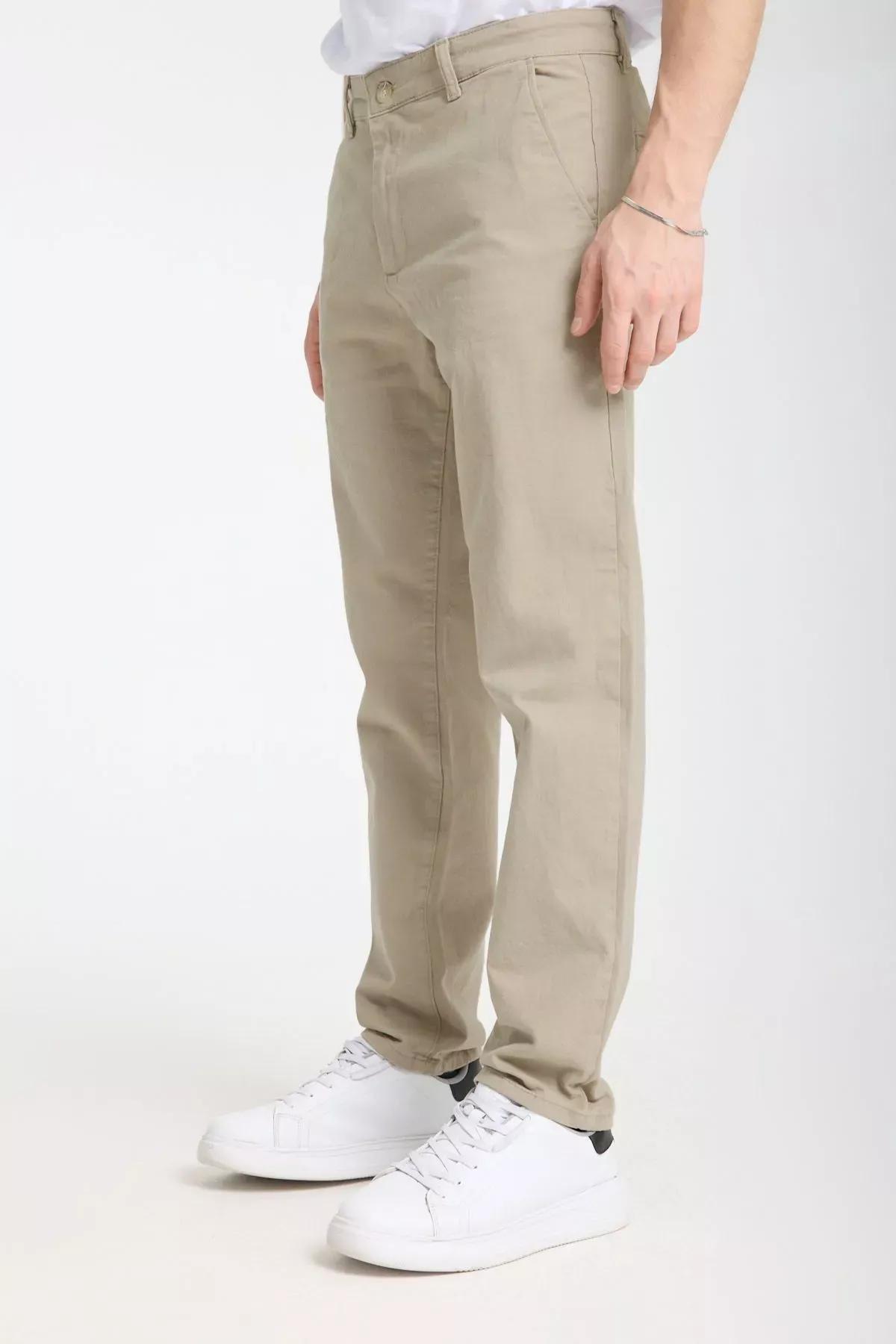 Brown Basic Chino Gabardine Trousers, STONE, large image number 2
