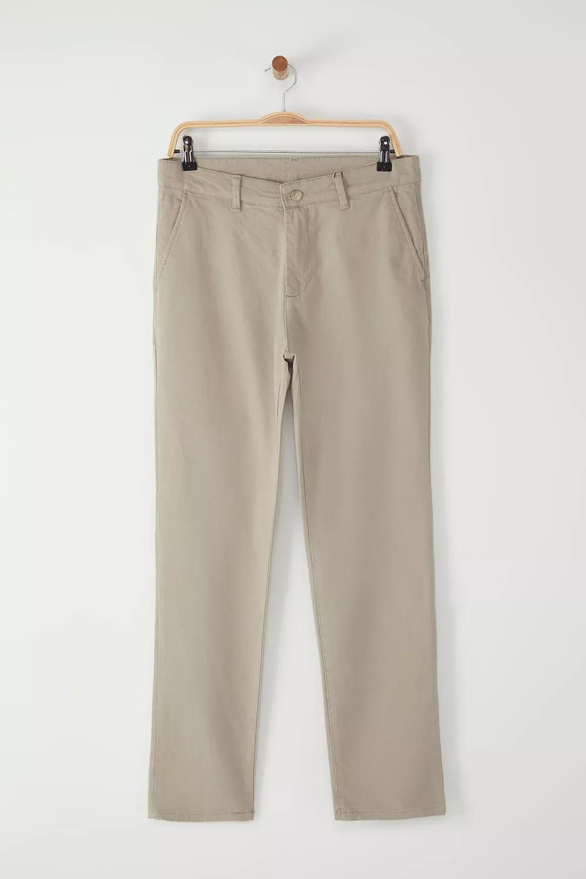 Brown Basic Chino Gabardine Trousers, STONE, large image number 6