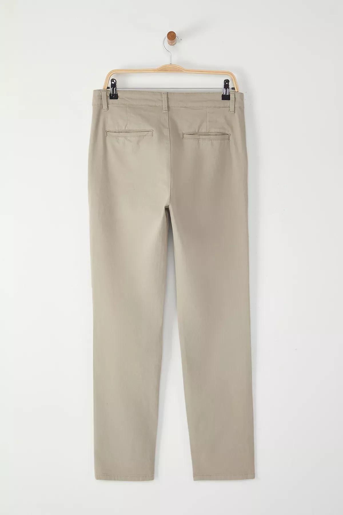 Brown Basic Chino Gabardine Trousers, STONE, large image number 7