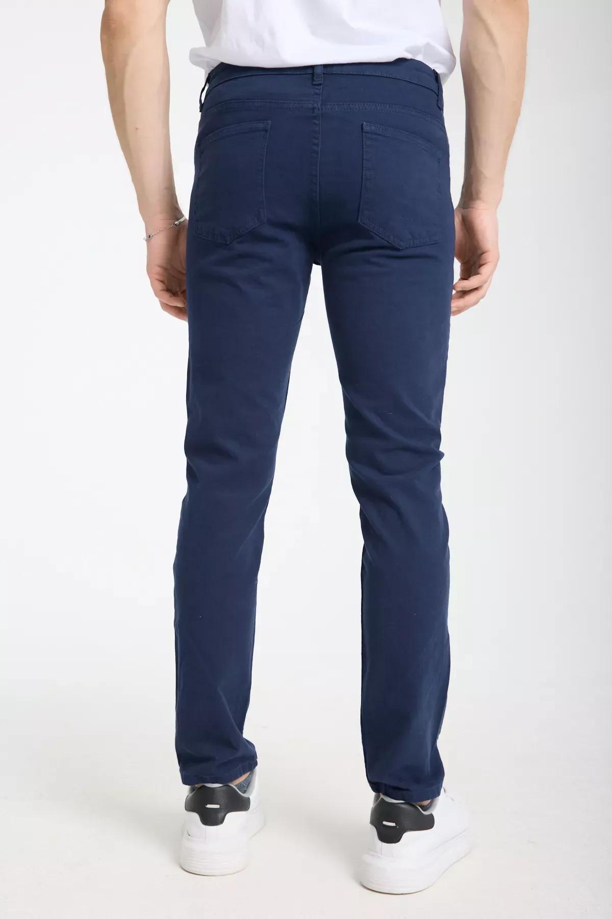 Blue Slim Fit Gabardine Trousers, , large image number 7