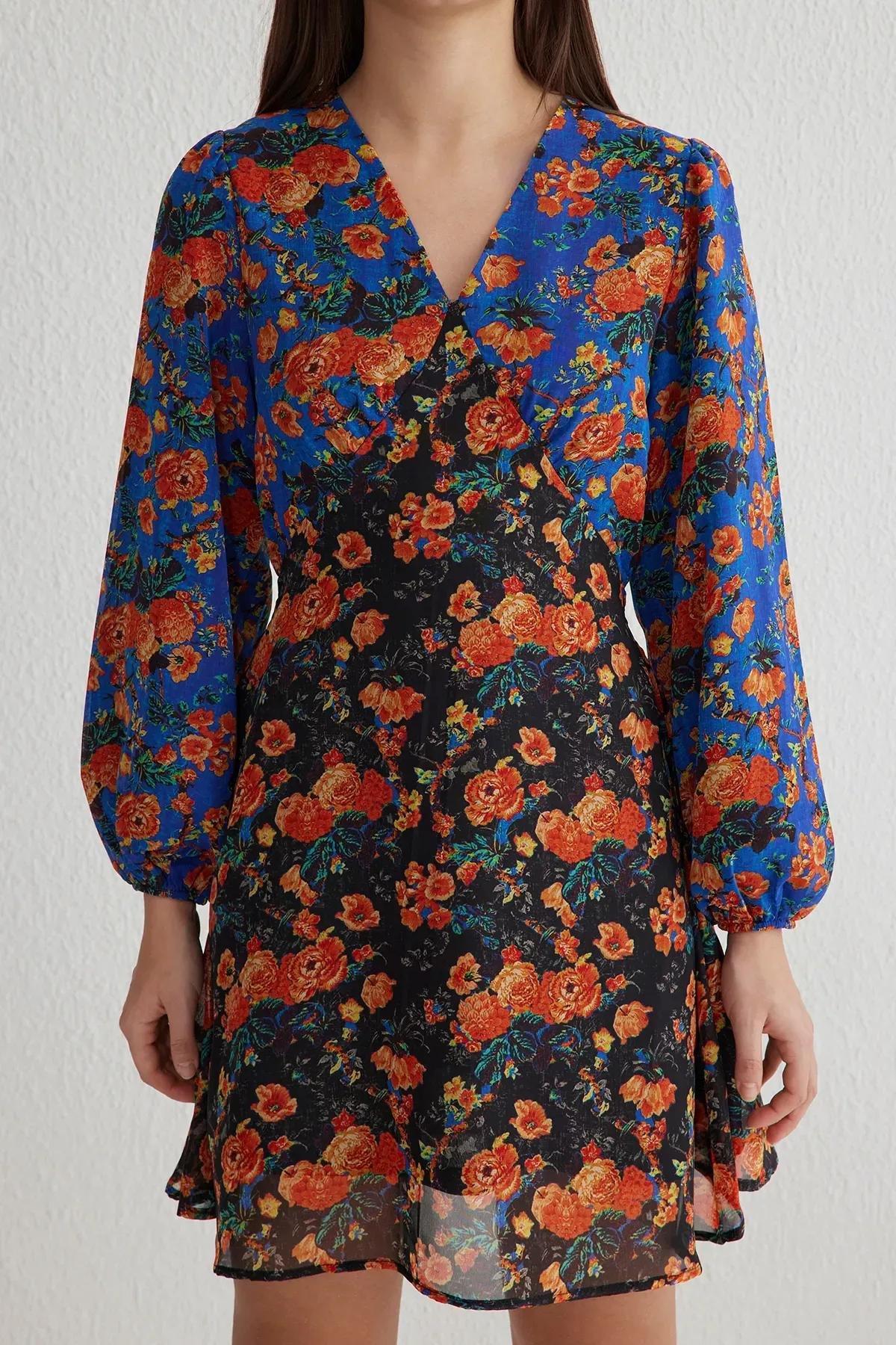 Multicolour Floral A-Line Mini Dress, C101_7382, large image number 2