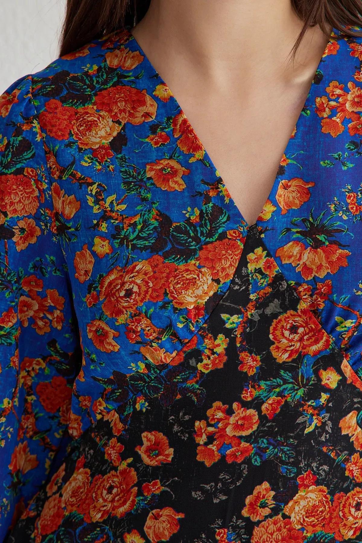 Multicolour Floral A-Line Mini Dress, C101_7382, large image number 3