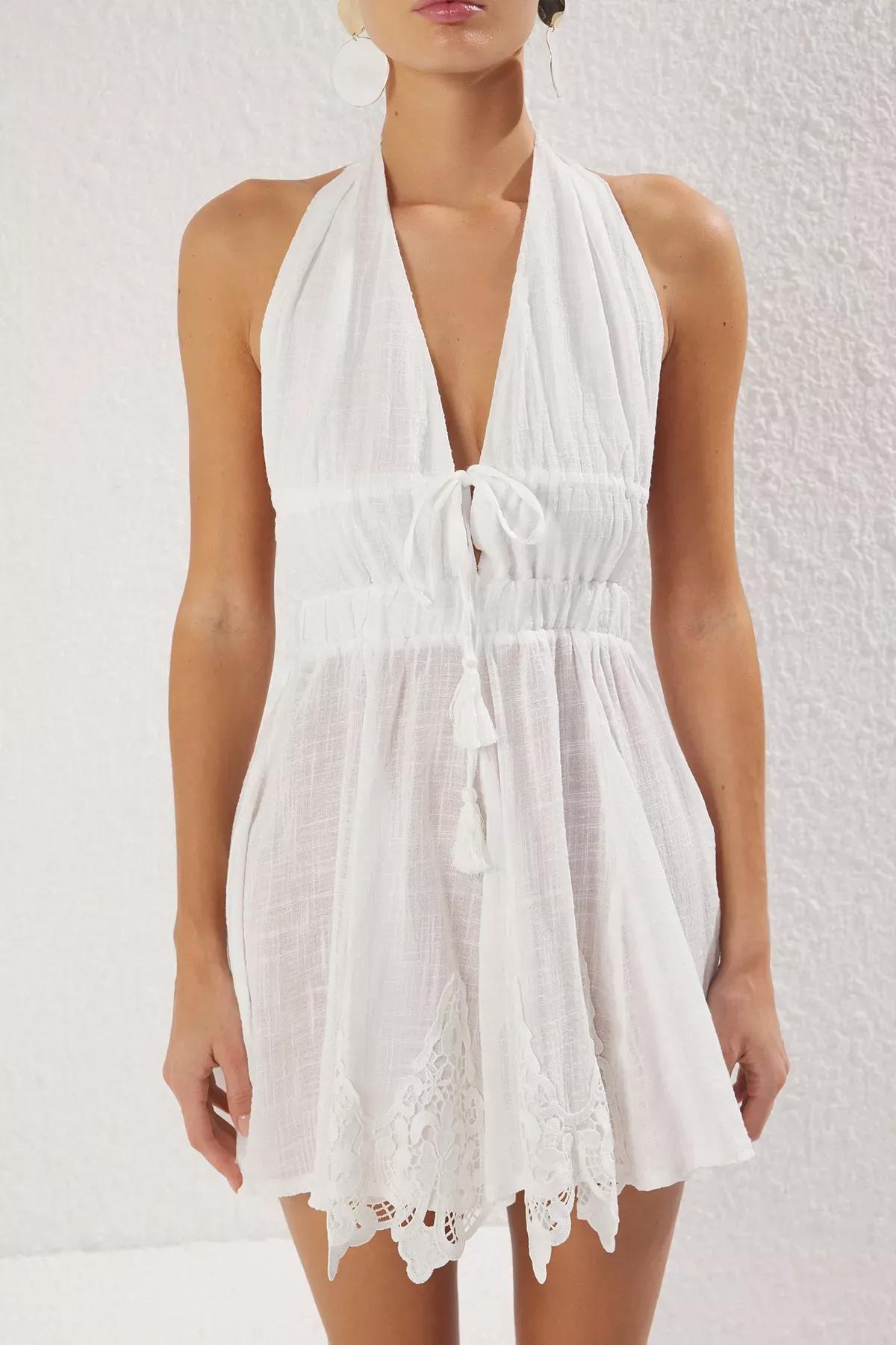 White Tie Detail Dress, , large image number 5
