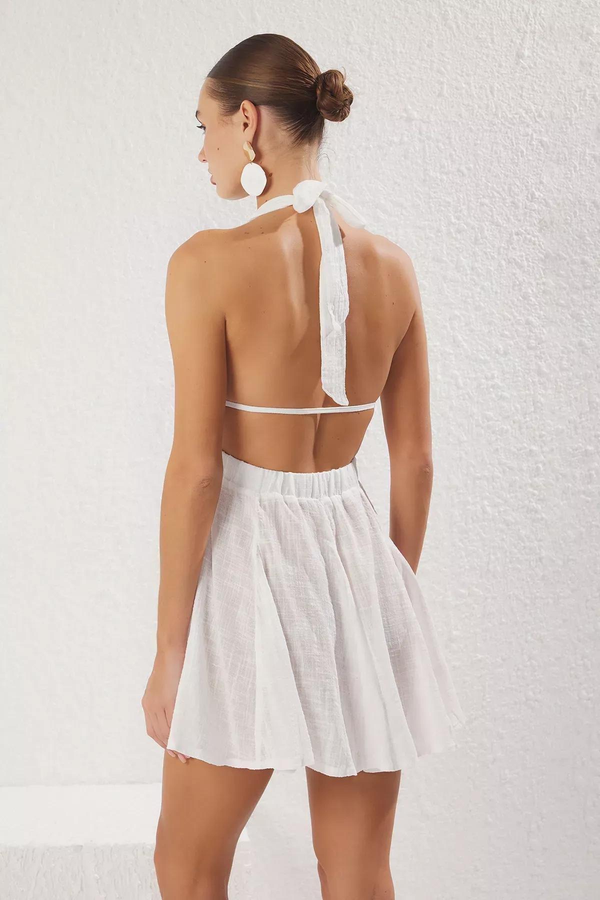 White Tie Detail Dress, , large image number 6