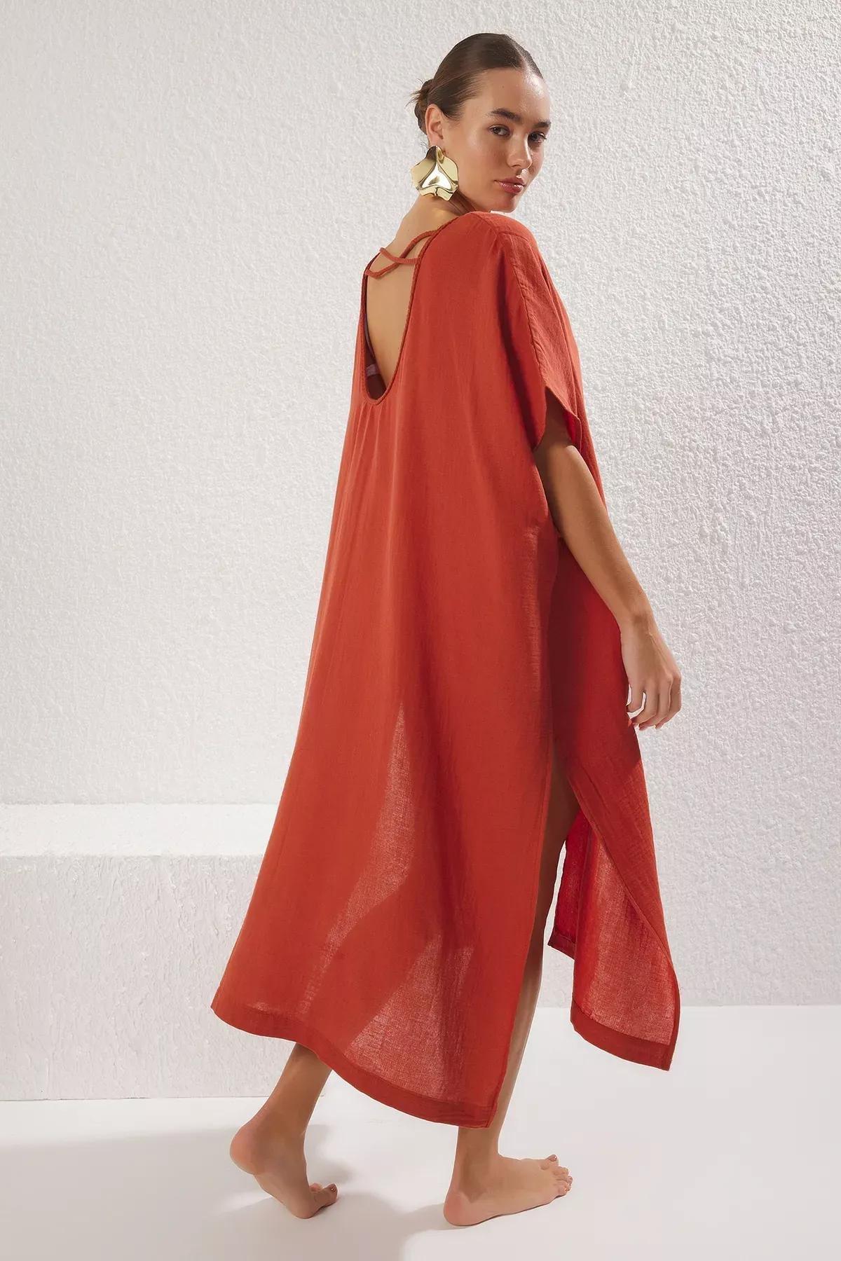 Red Long Beach Kimono, , large image number 2