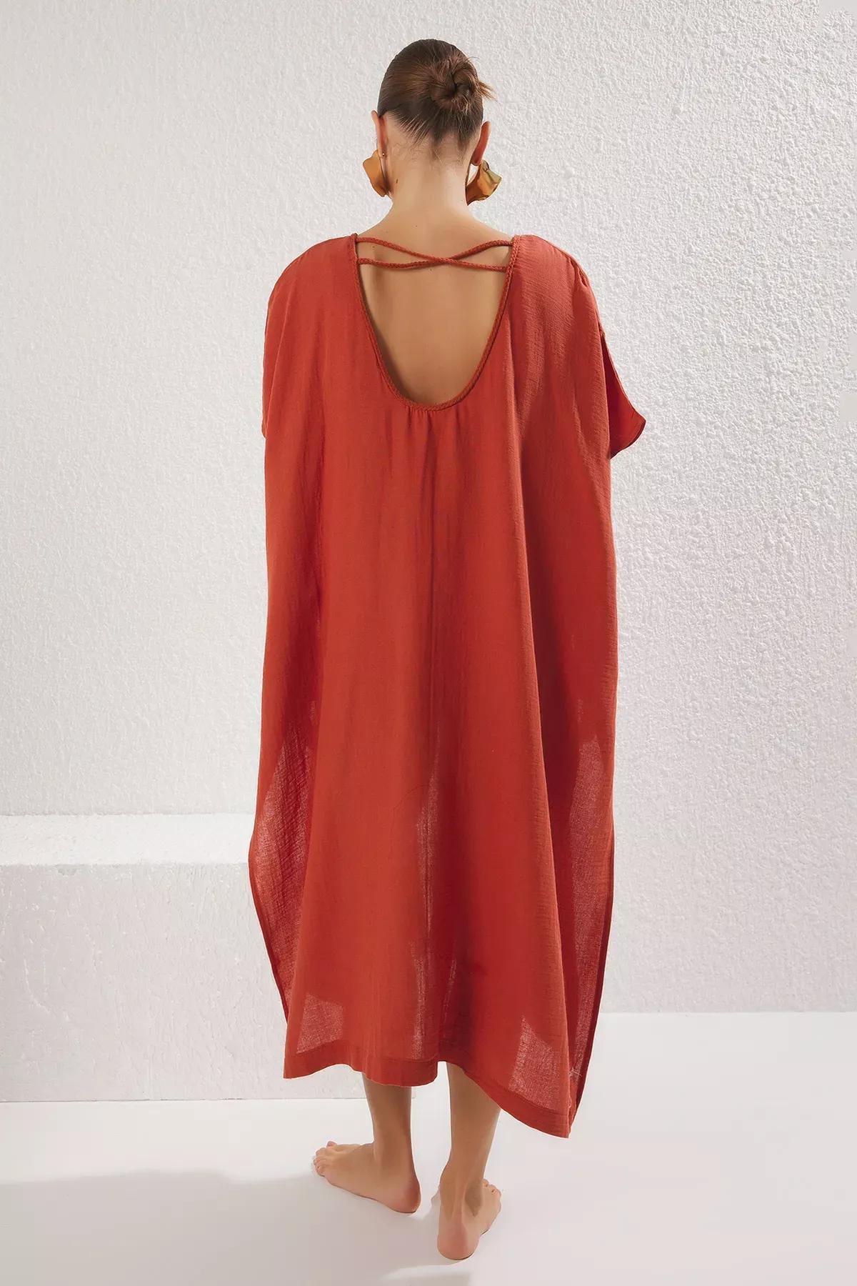 Red Long Beach Kimono, , large image number 4