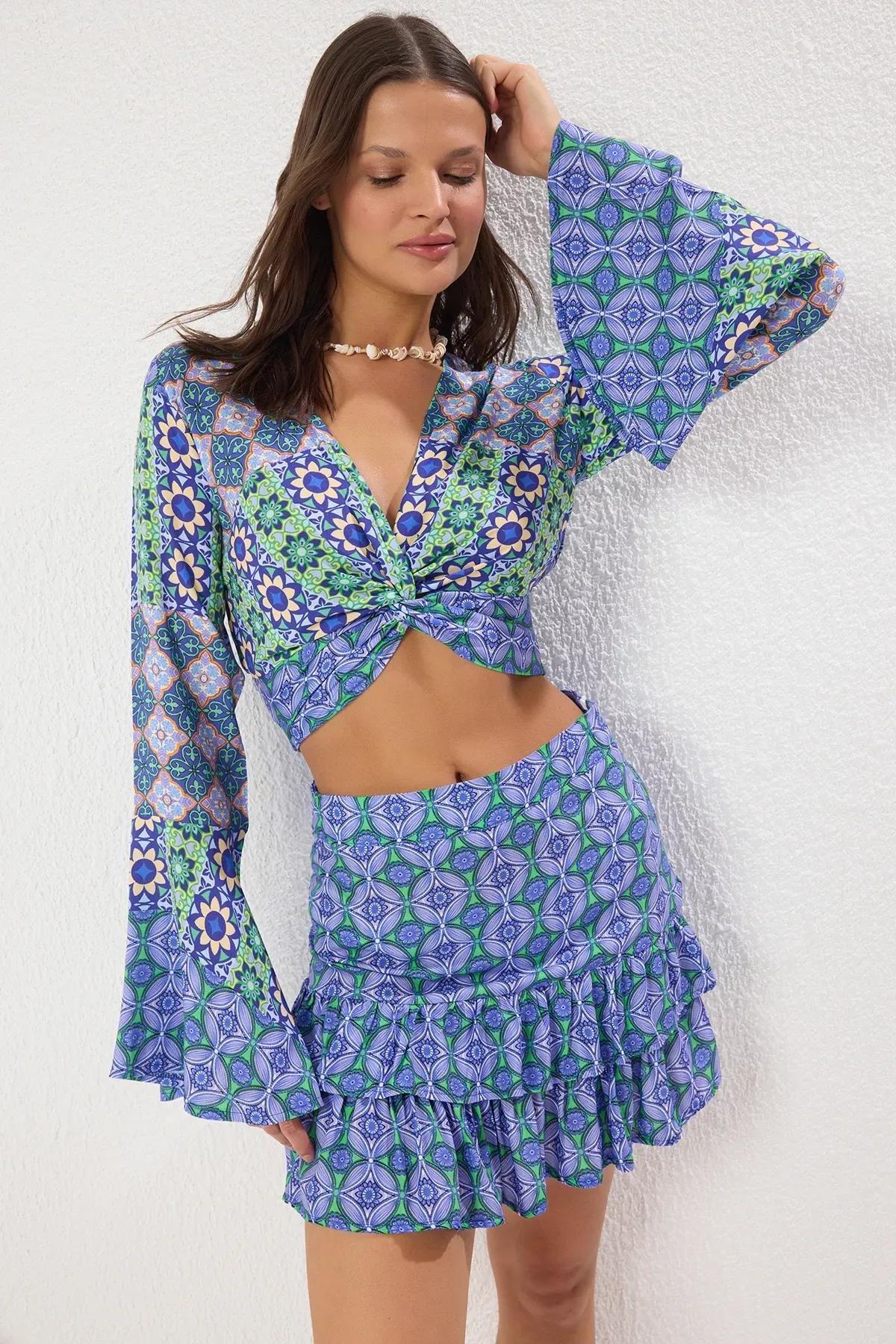 Multicolour Patterned Flounce Co-Ord Set, Very colorful, large image number 0