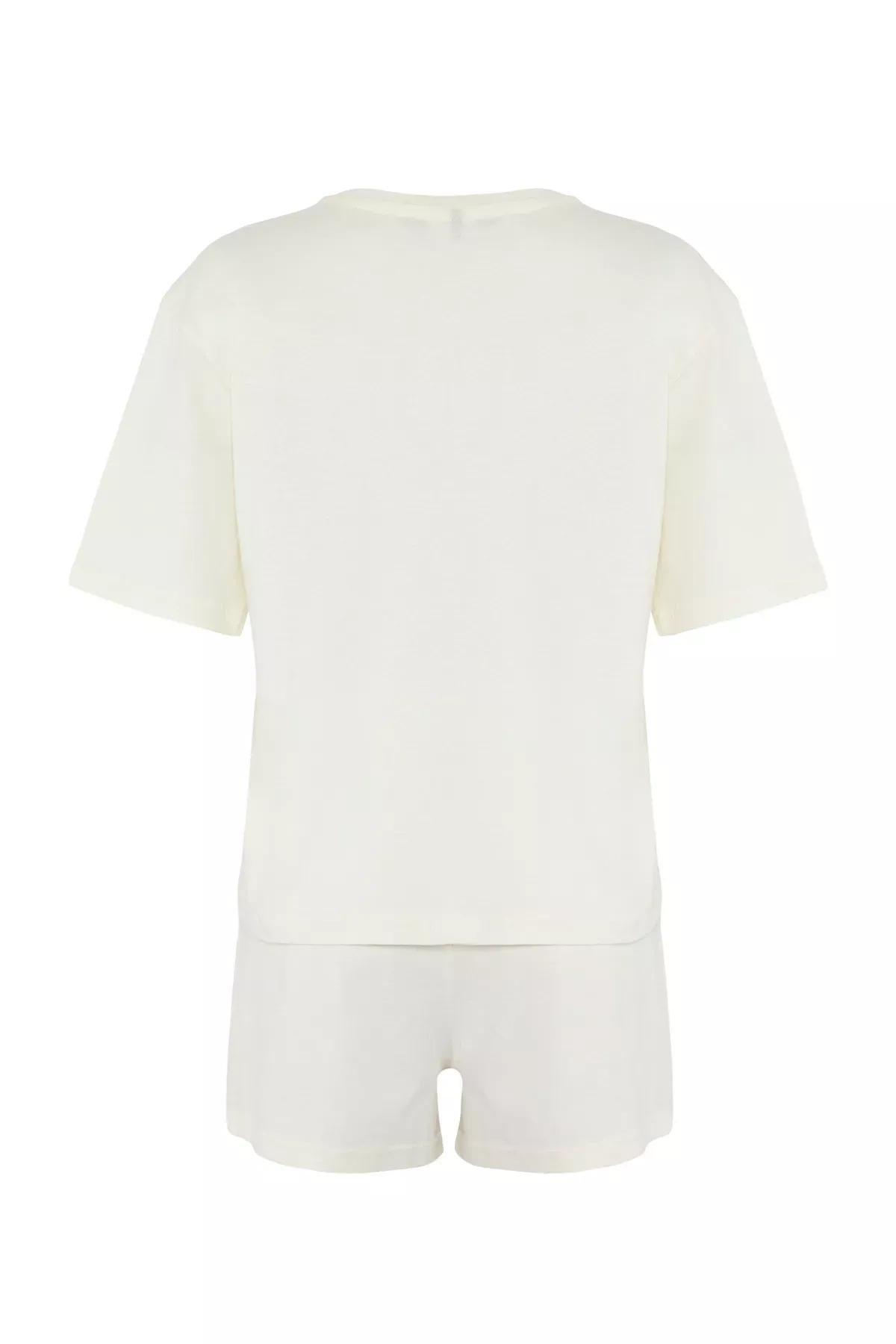 Beige Coffee Printed Pajama Set, Ecru, large image number 6