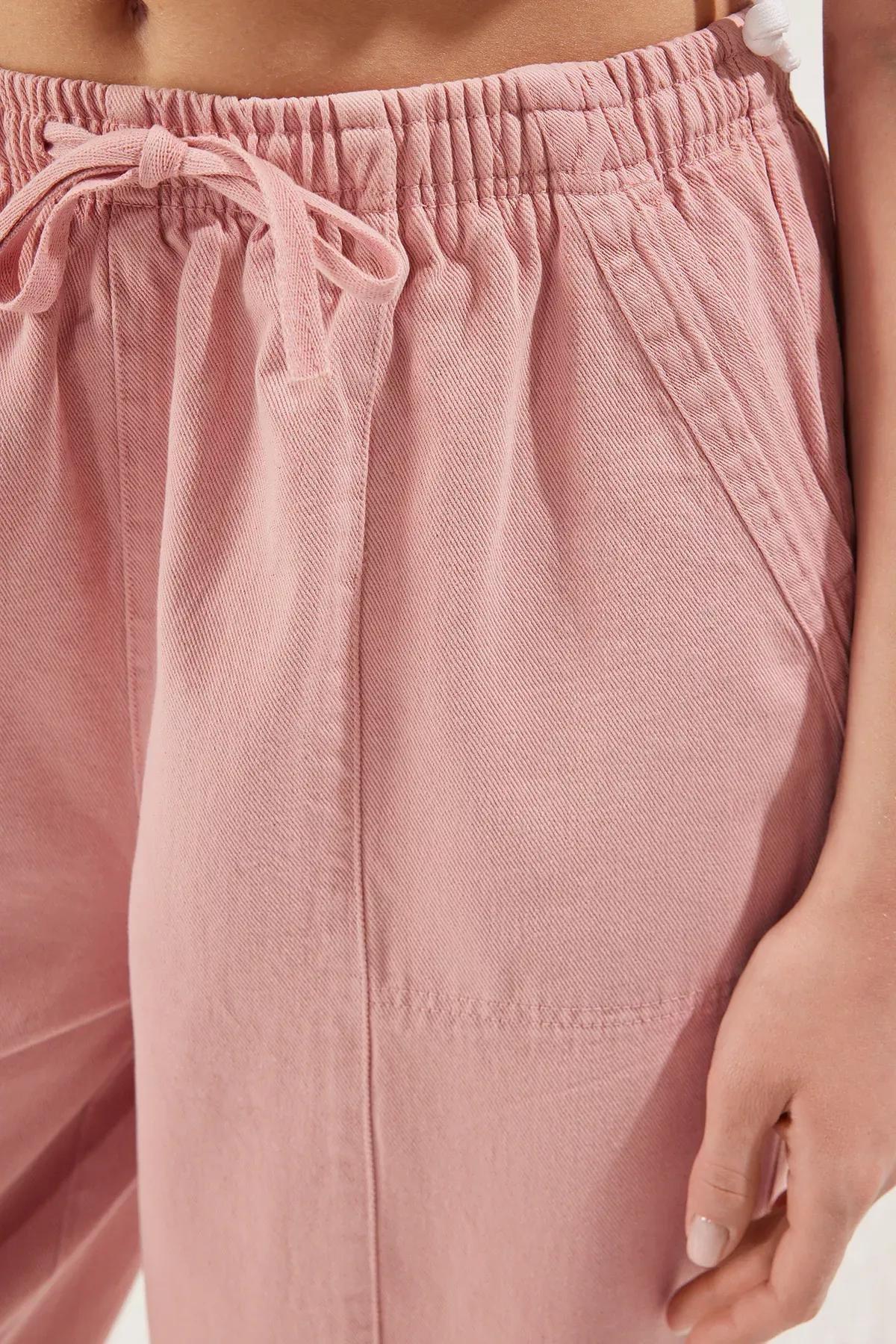Pink Elastic Waist Slouchy Trousers, Dried rose, large image number 3