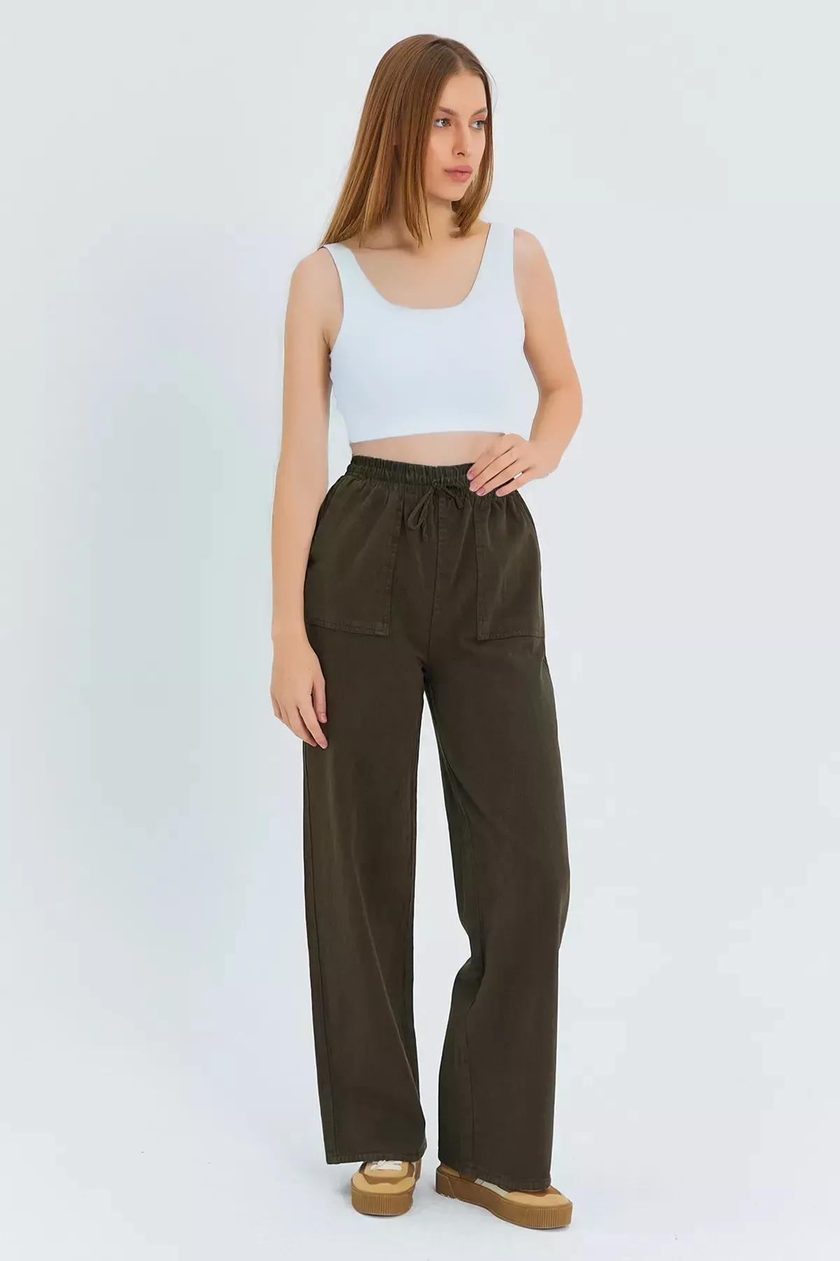 Green Pocket Detailed Wide Leg Trousers, , large image number 0