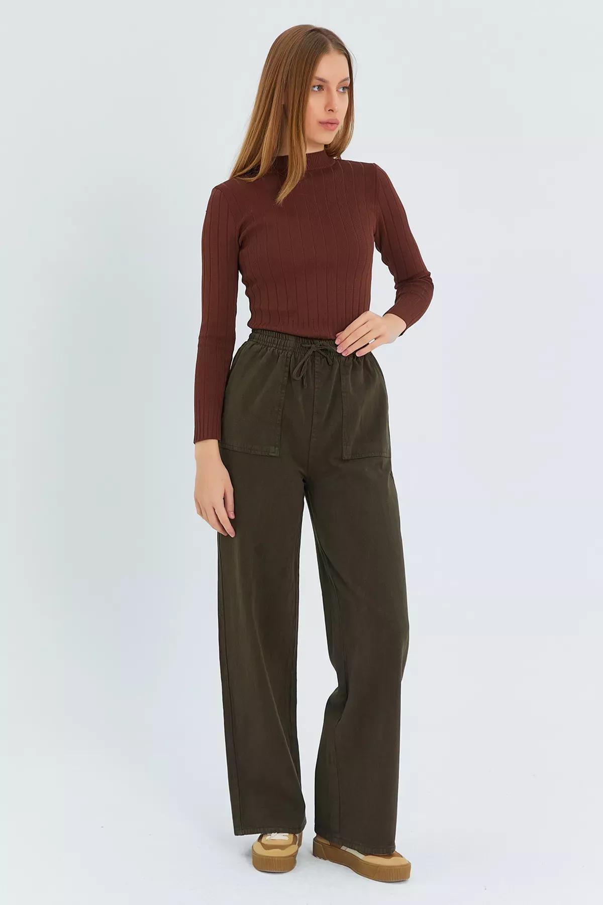 Green Pocket Detailed Wide Leg Trousers, , large image number 1